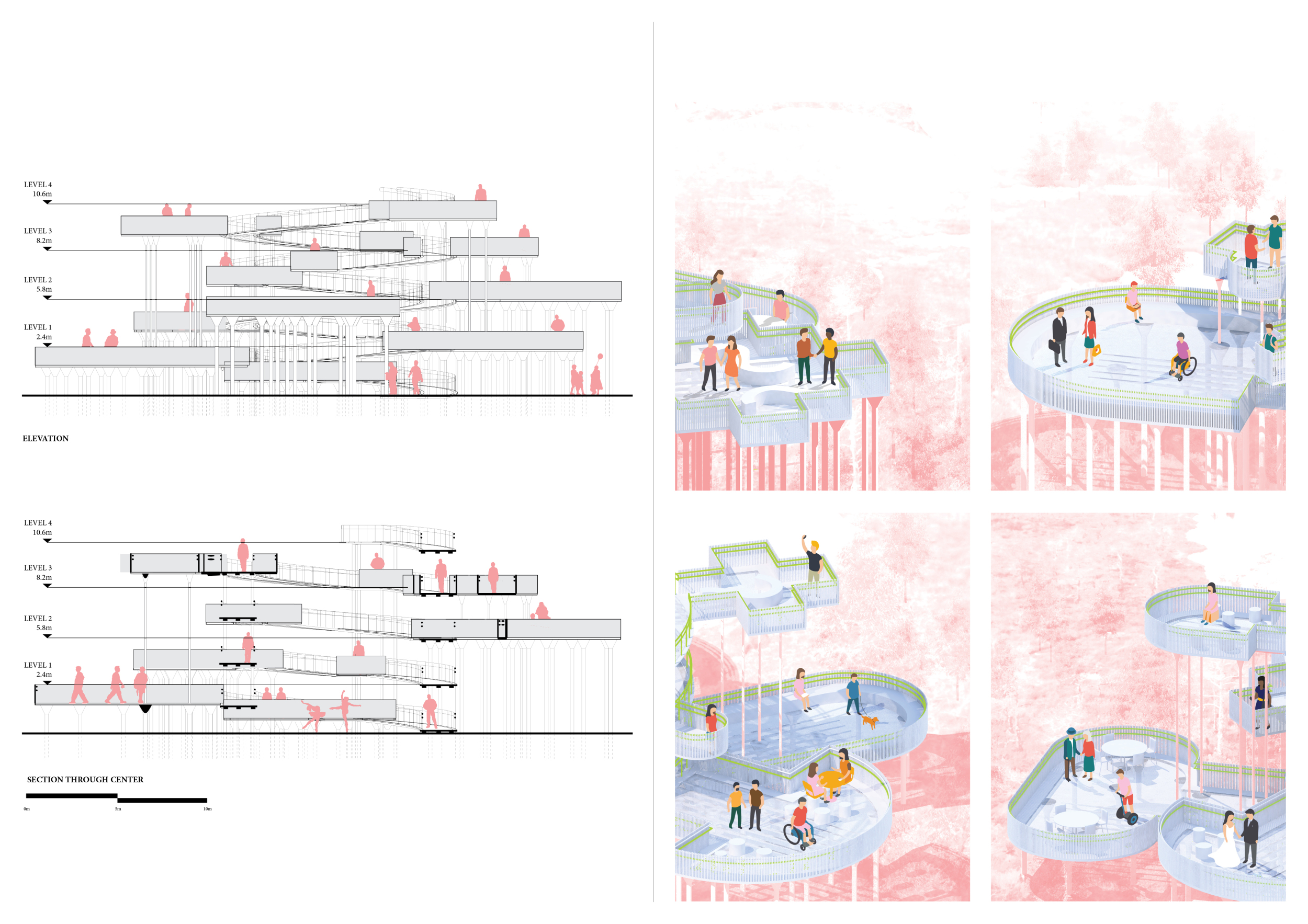 Architecture project // Spiral Ramp Structure with Transparent Glass ...