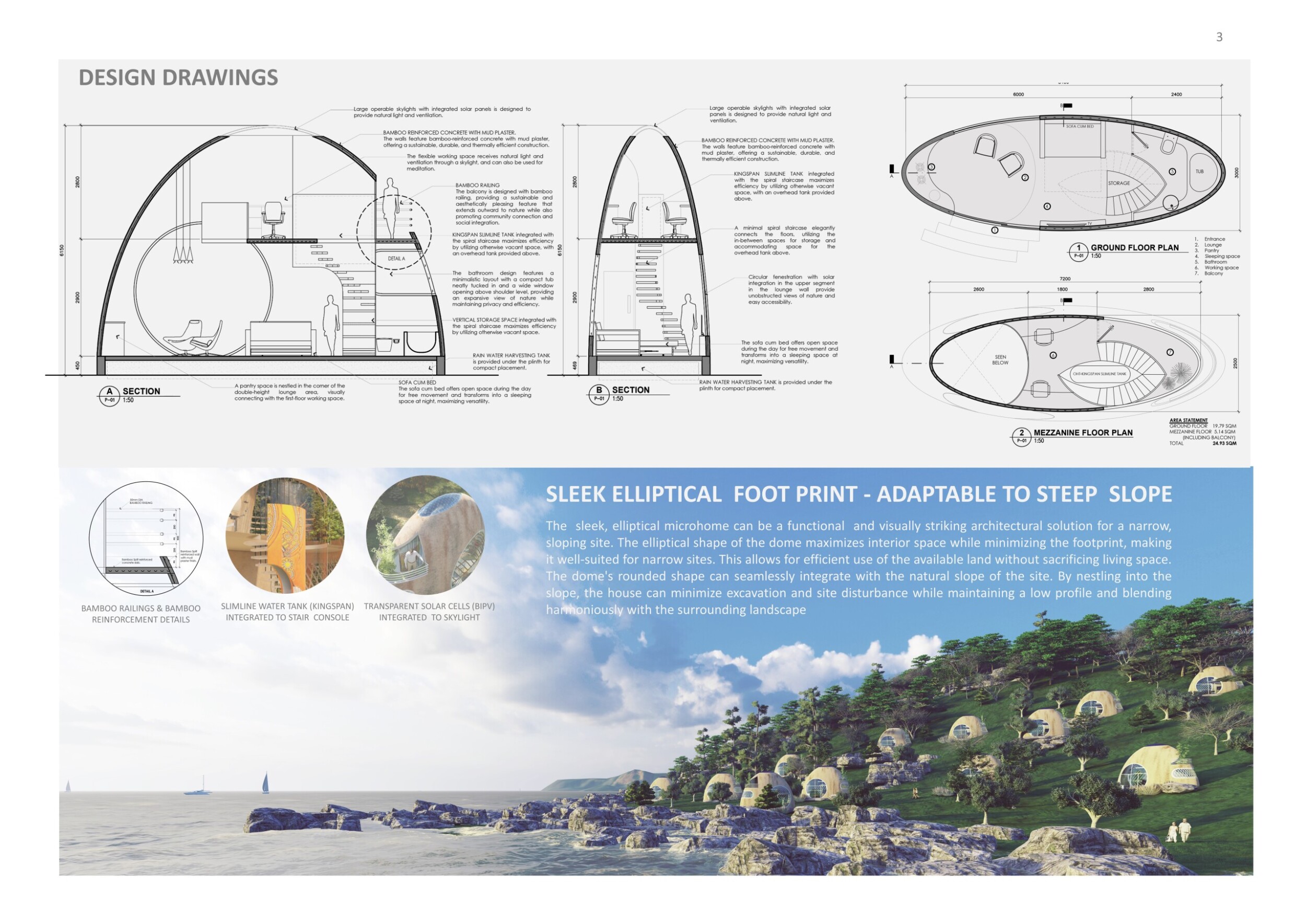 Architecture project // Bamboo Reinforced Structure Merging Elliptical ...