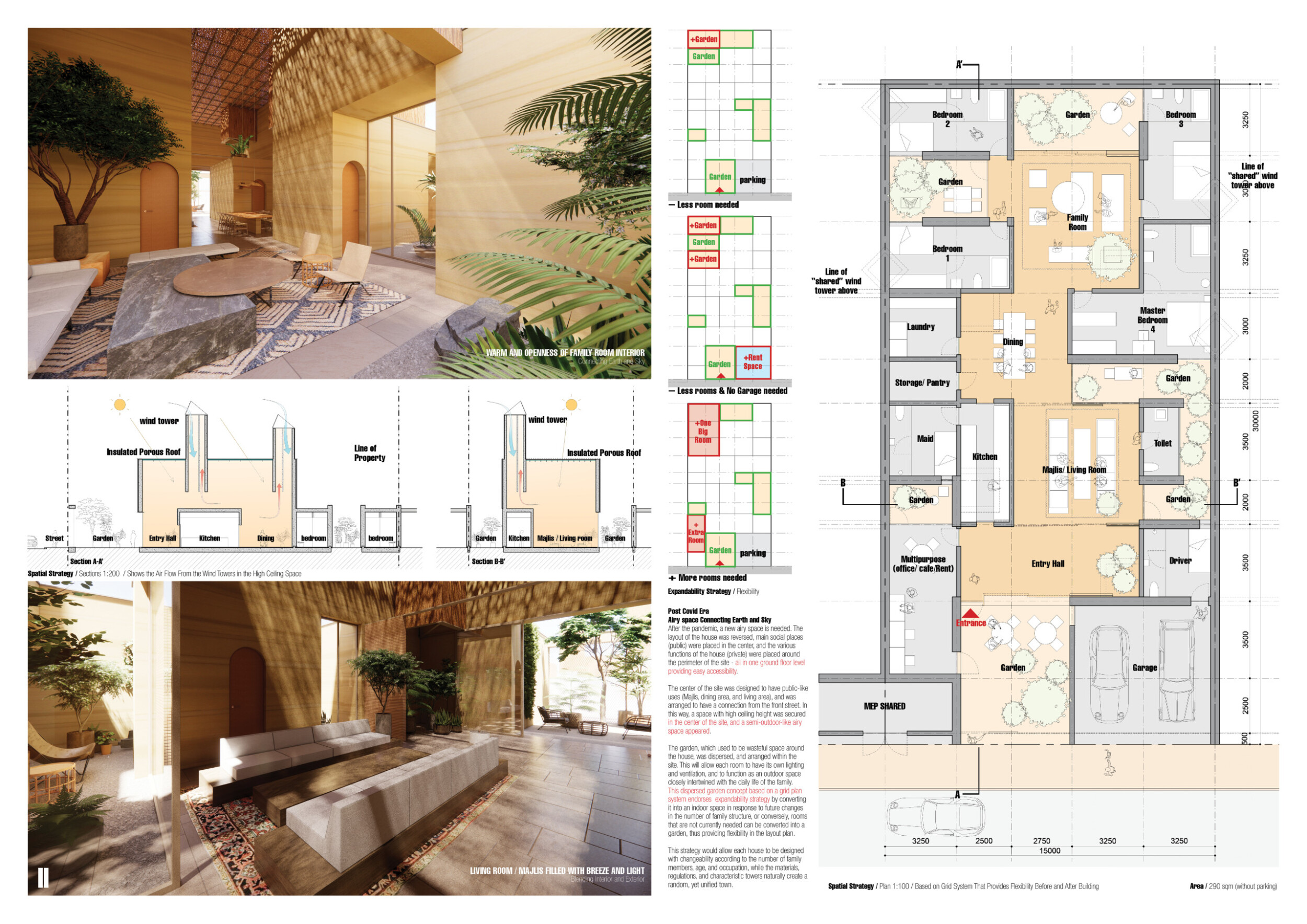 Wind Rattles Cladding Architecture project // Palm Frond Cladding and Wind Towers in a ...