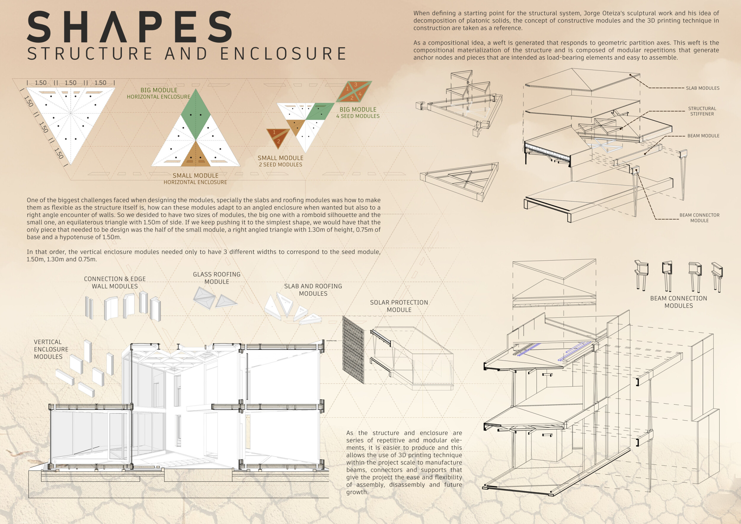 Stacked Triangular Forms Architecture project // Triangular Forms and 3d Printed Modules in ...