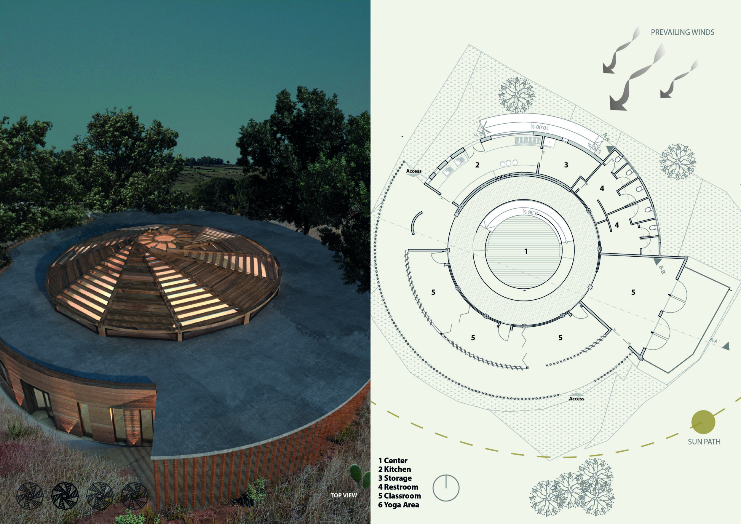 Dome Rammed Earth Structure Architecture project // Dome-Covered Community Hub with Rammed Earth ...