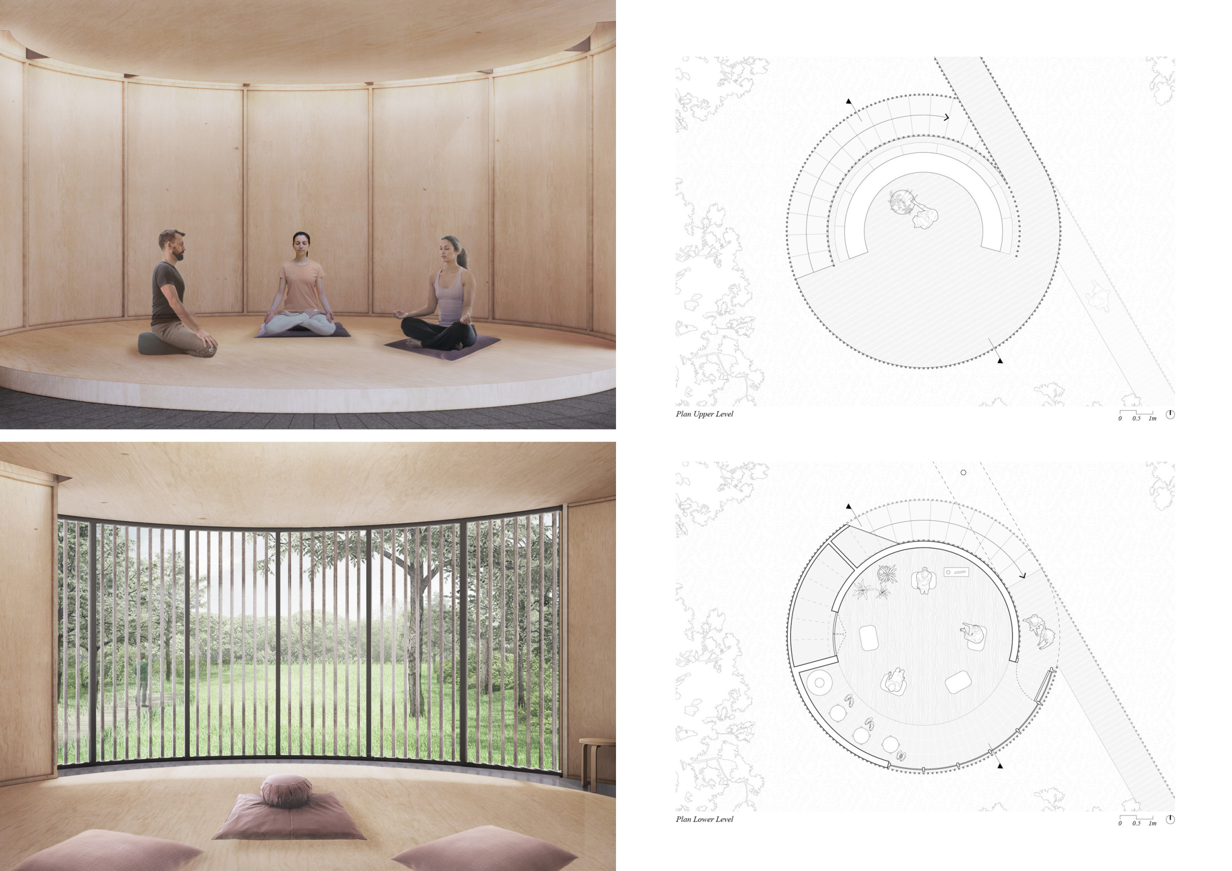 Architecture project // Flat Roof Meditation Space Surrounded by Native ...