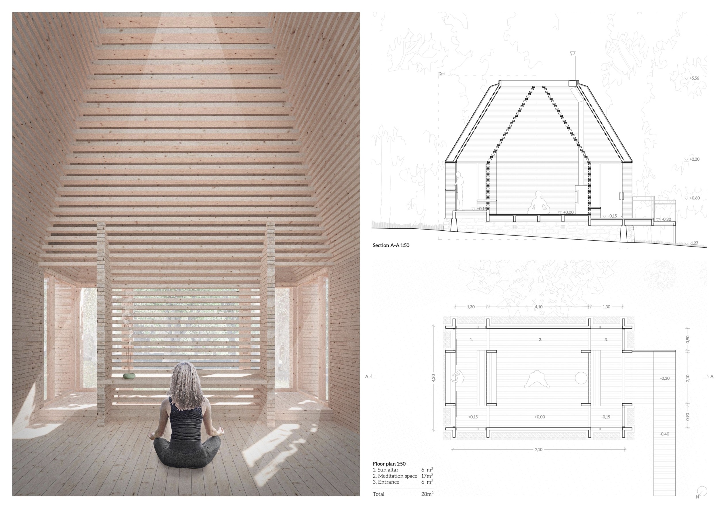 Architecture project // Pyramid Roof Retreat Constructed from Stacked ...