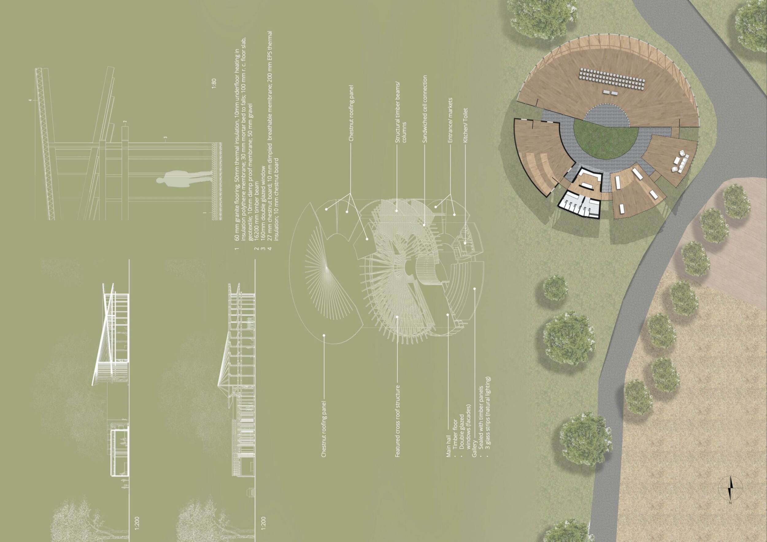 Architecture project // Circular Hub Crafted with Chestnut and Granite ...