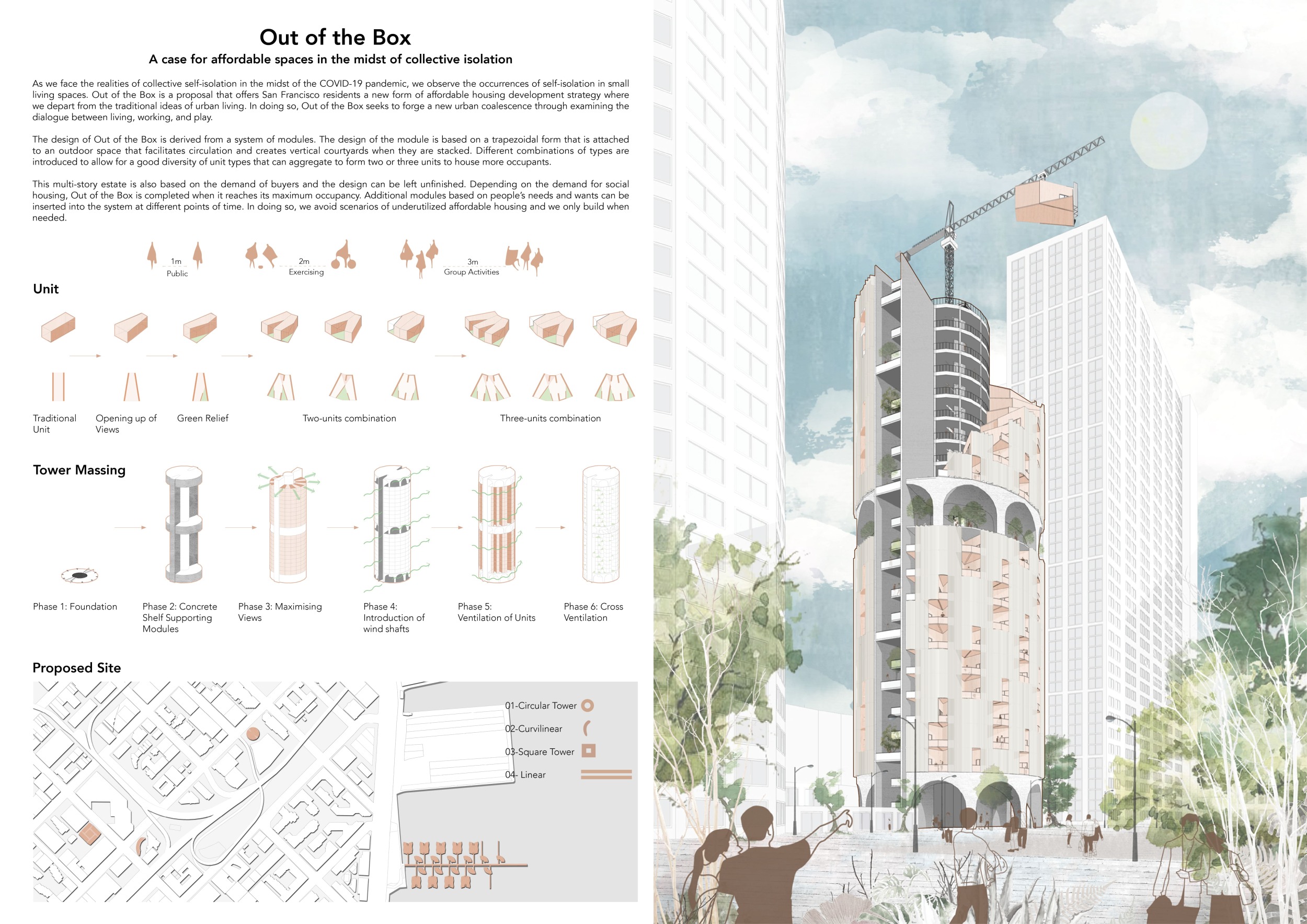 Architecture project // Trapezoidal Timber Modules with Vertical ...