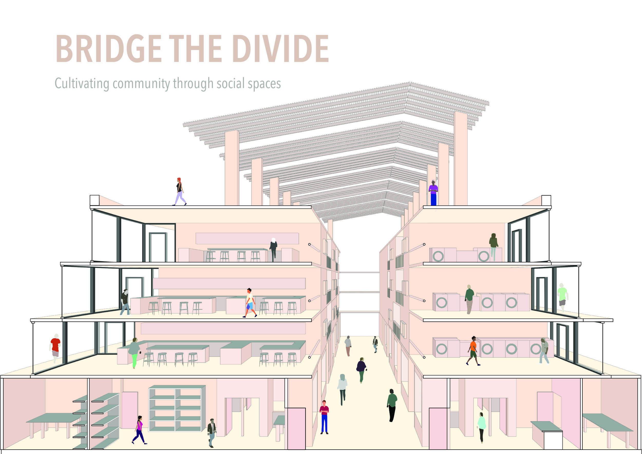 Architecture project // Wooden Roofs and Green Spaces in a Community ...