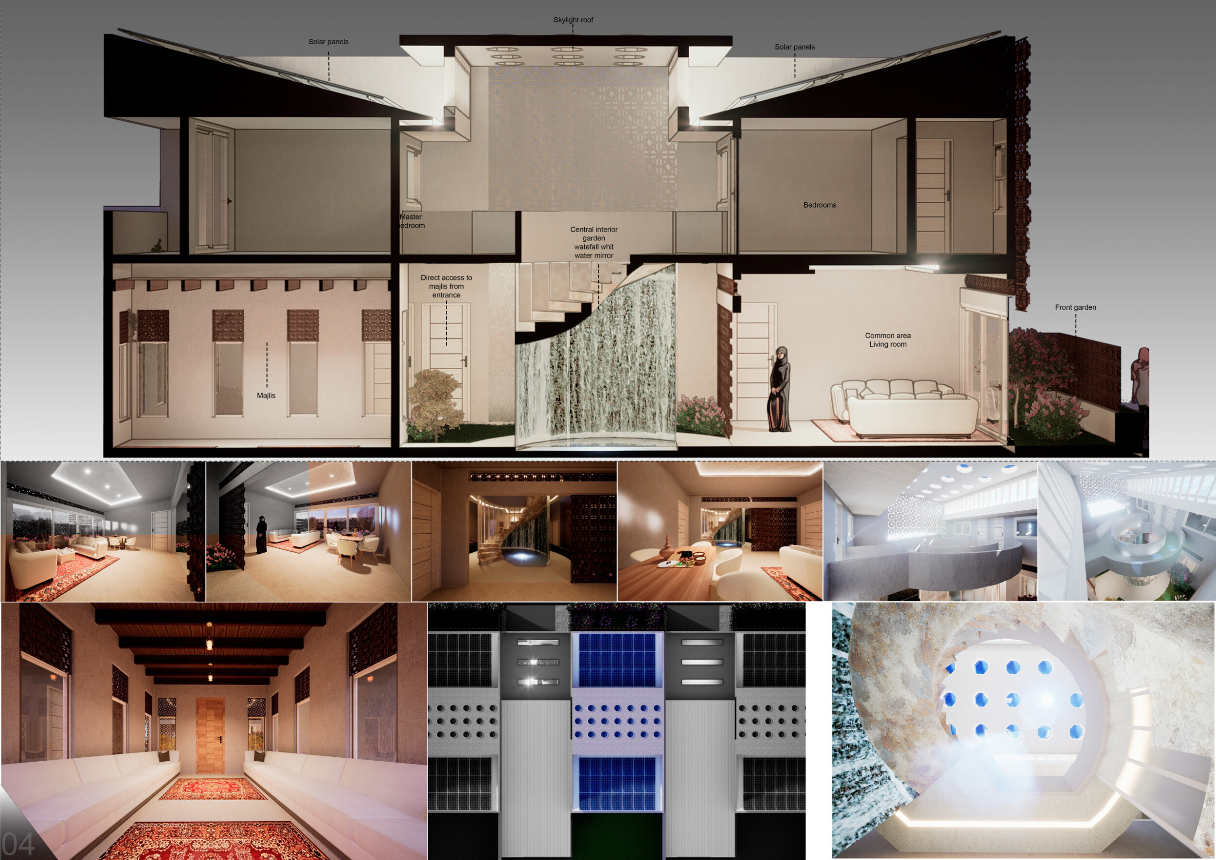 Architecture project // Central Interior Garden Enhanced by Clay Facade ...