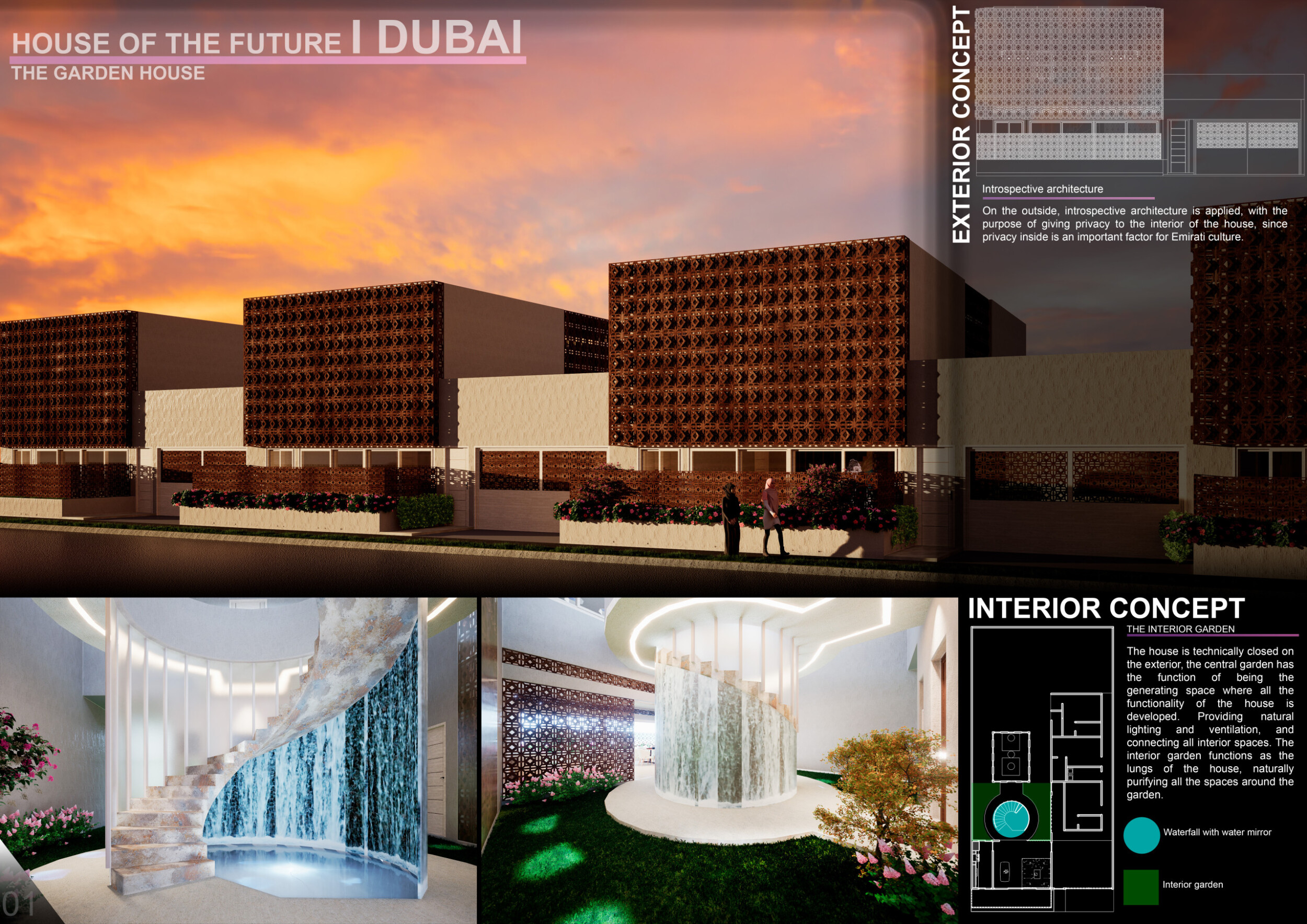 Architecture project // Central Interior Garden Enhanced by Clay Facade ...