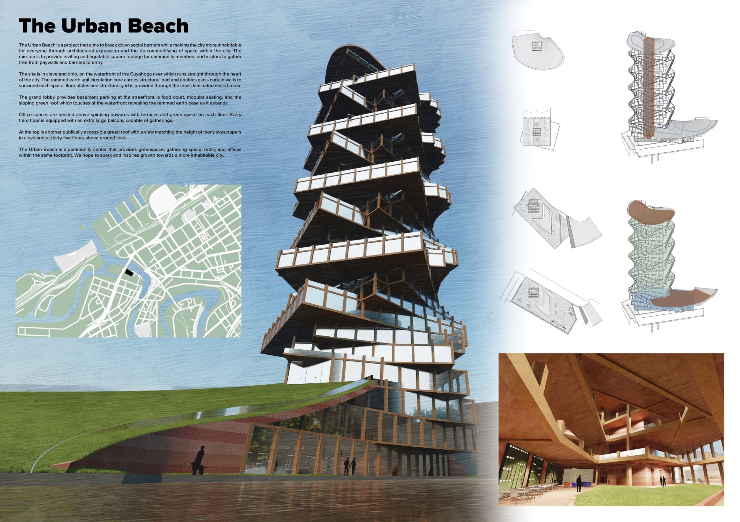 Urban Core Building Architecture project // Rammed Earth Core and Green Roofs Define Urban ...
