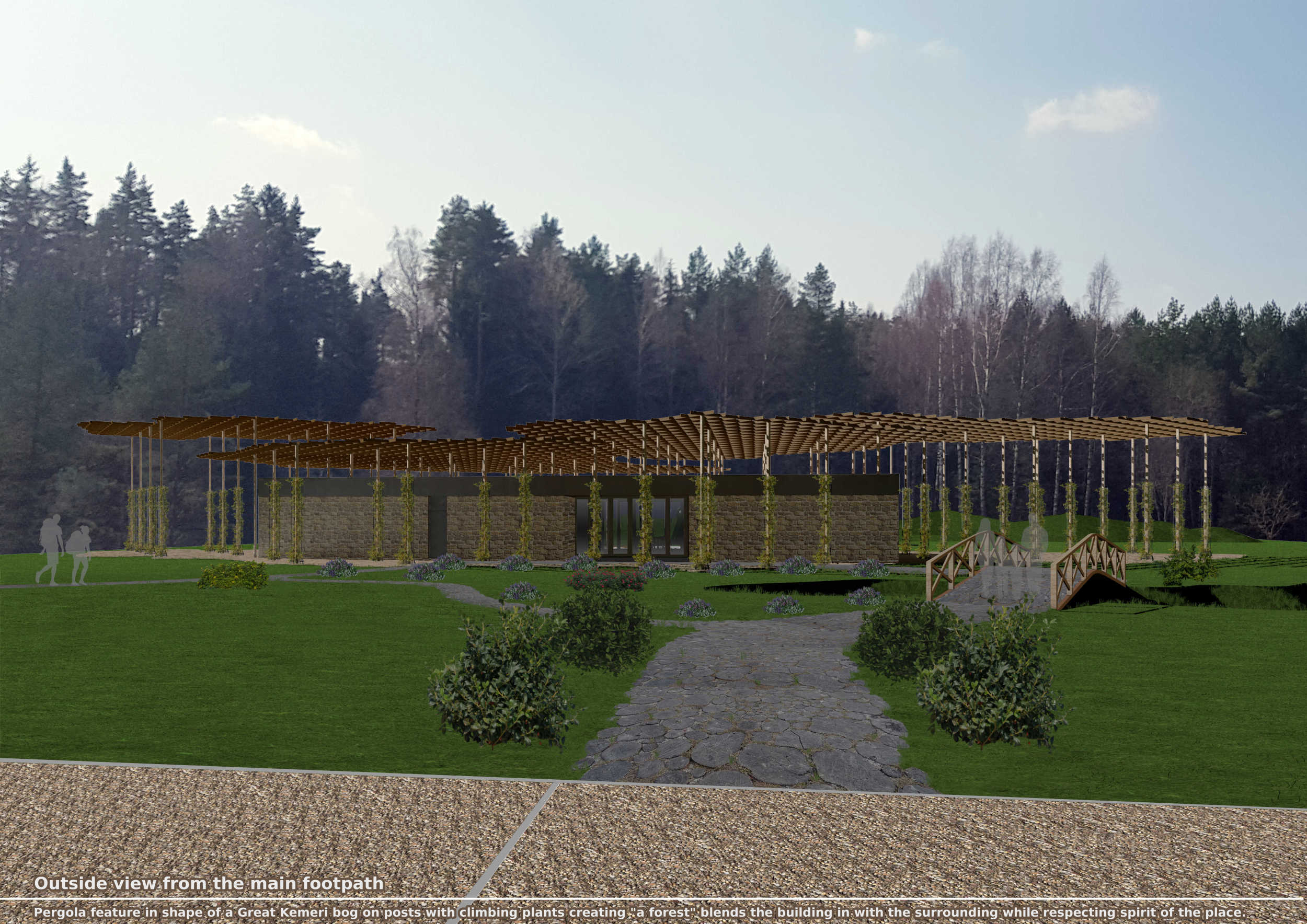 Project Bog Architecture project // Natural Stone Facade with Classroom Views ...