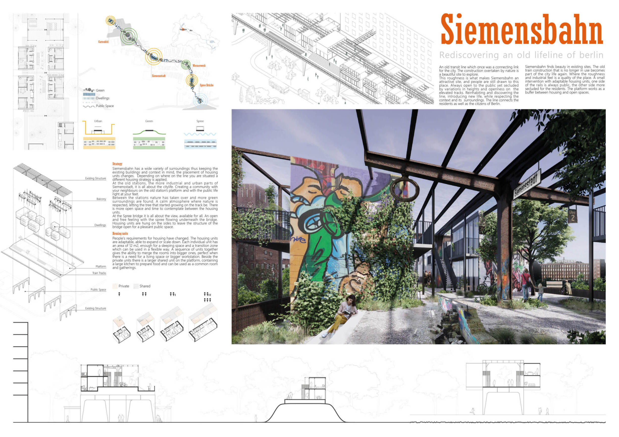 Architecture project // Suspended Units Overlooking Green Spaces in a ...