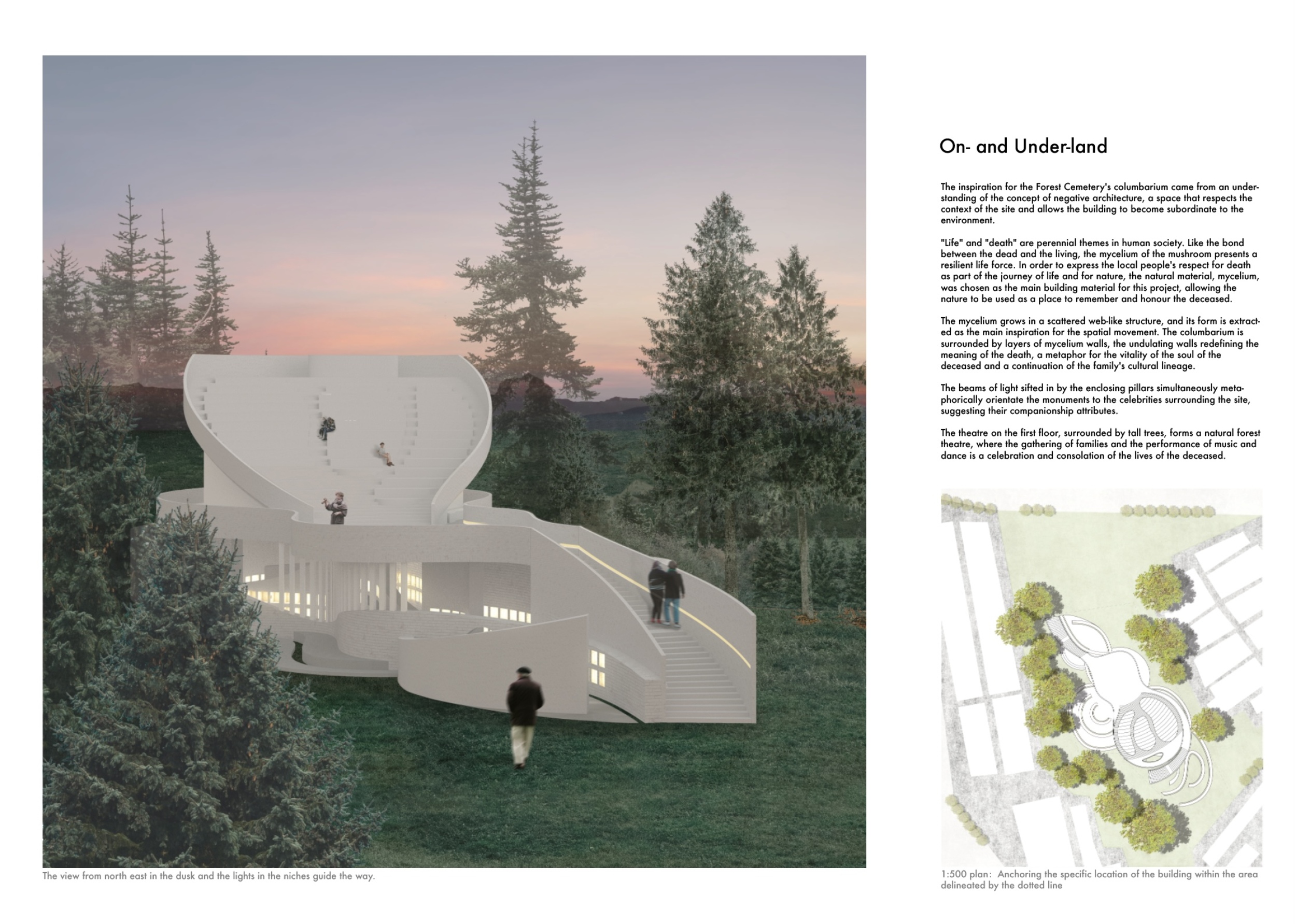 Architecture project // Mycelium-Infused Reflection Spaces Nestled in a ...