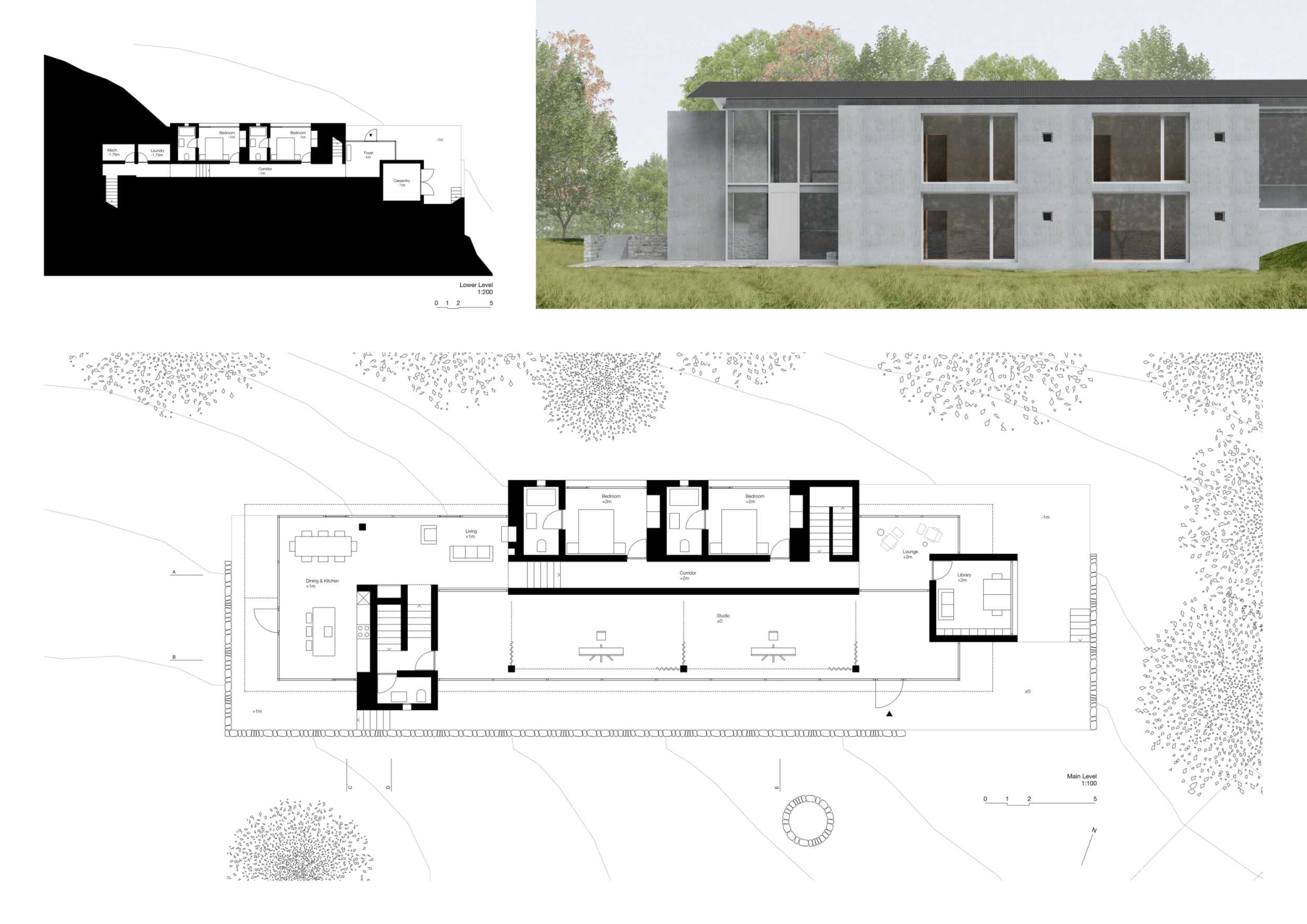 Architecture project // Hollowed Concrete Retreat with Panoramic Views ...