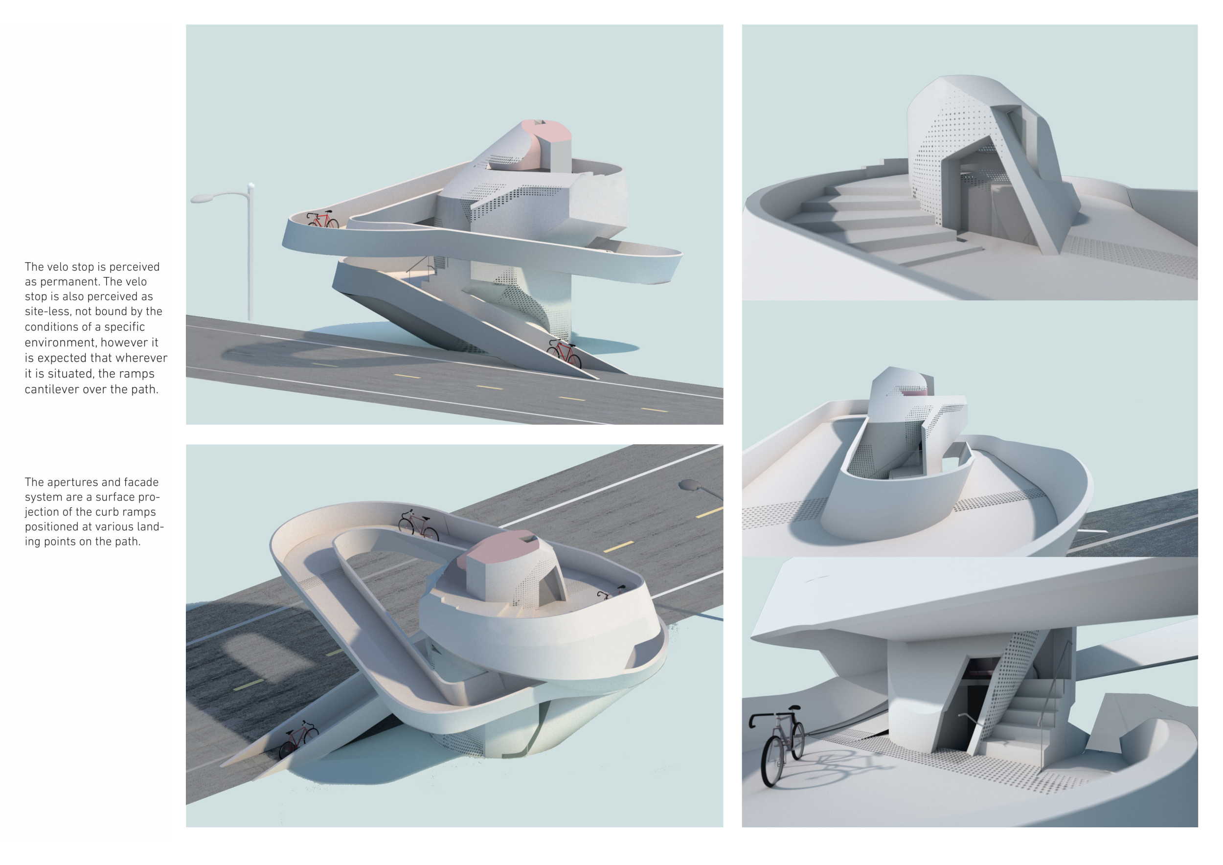 Architecture project // Elevated Views from a Spiral Ramp over Urban Paths
