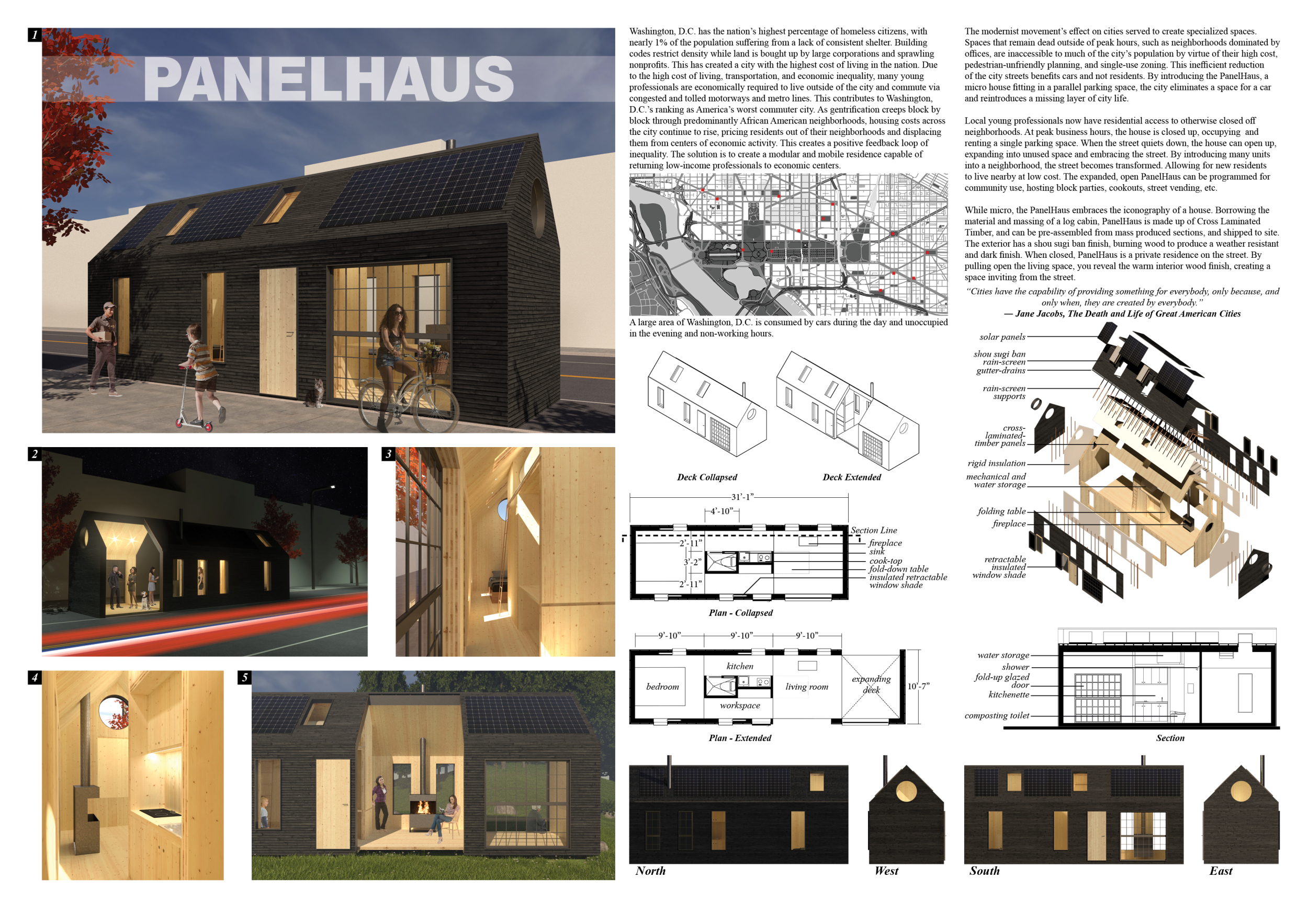 Architecture project // Flexible Living Space with Charded Wood ...