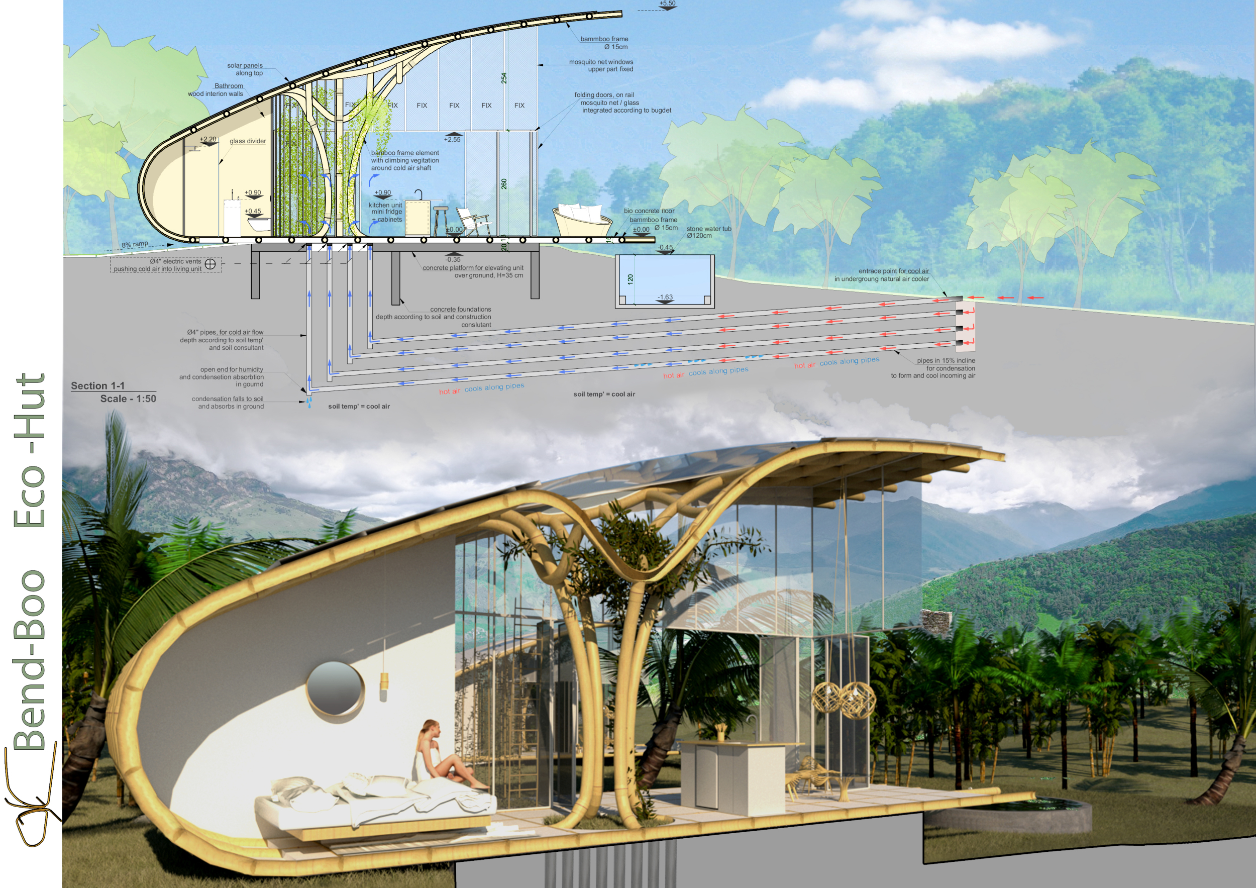 Architecture project // Bamboo Framework Embracing Climbing Vegetation ...