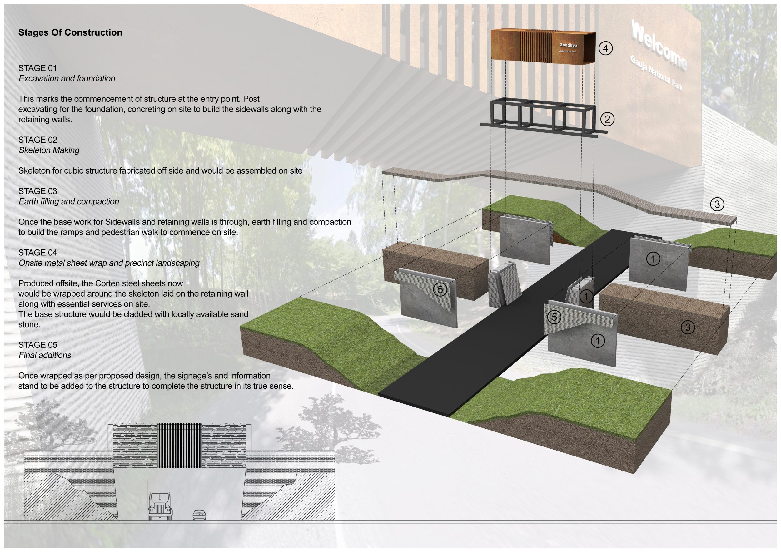 Architecture project // Weathering Steel Overhang Anchoring a Cubic ...