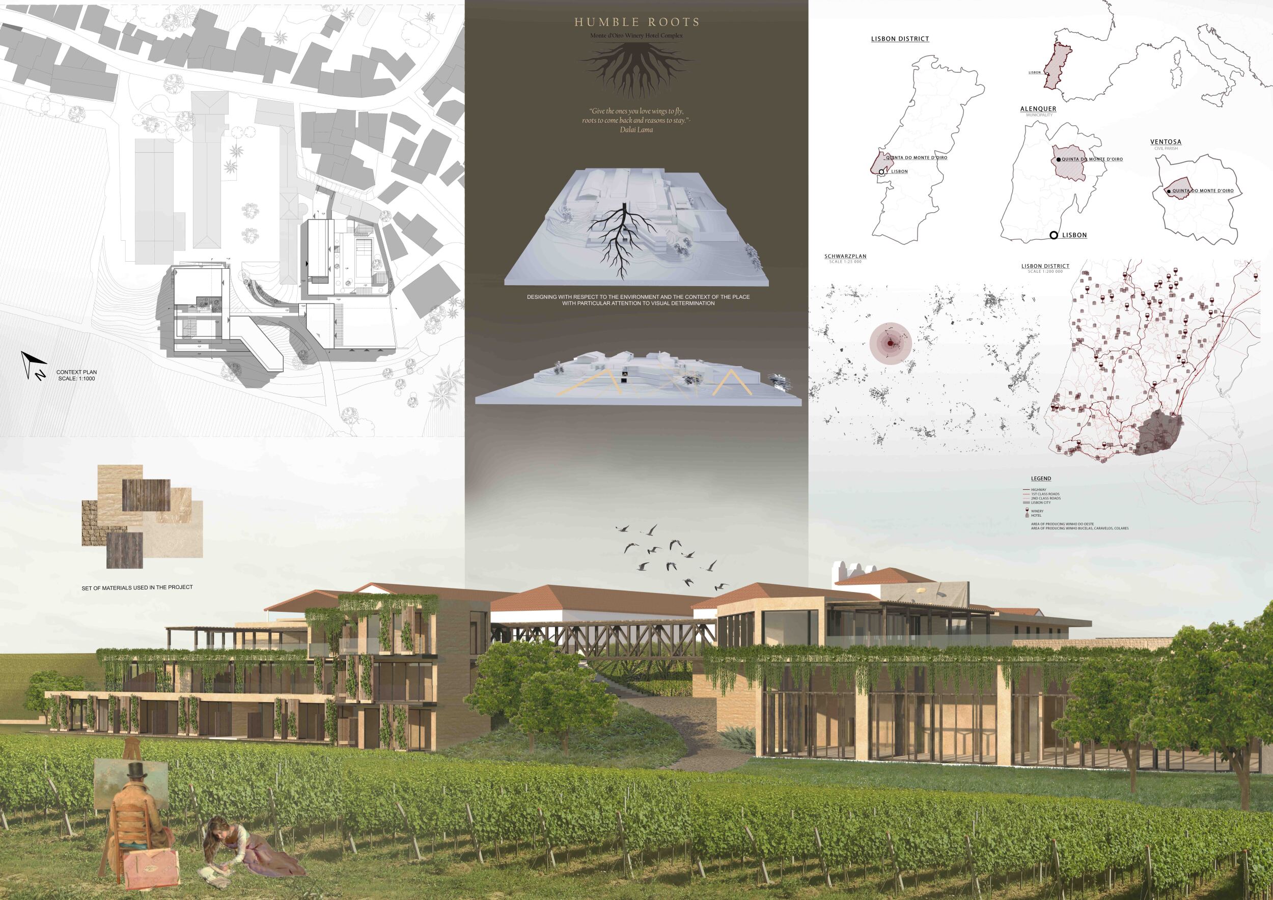 Architecture project // Elevated Terraces Overlooking Vineyards in a ...