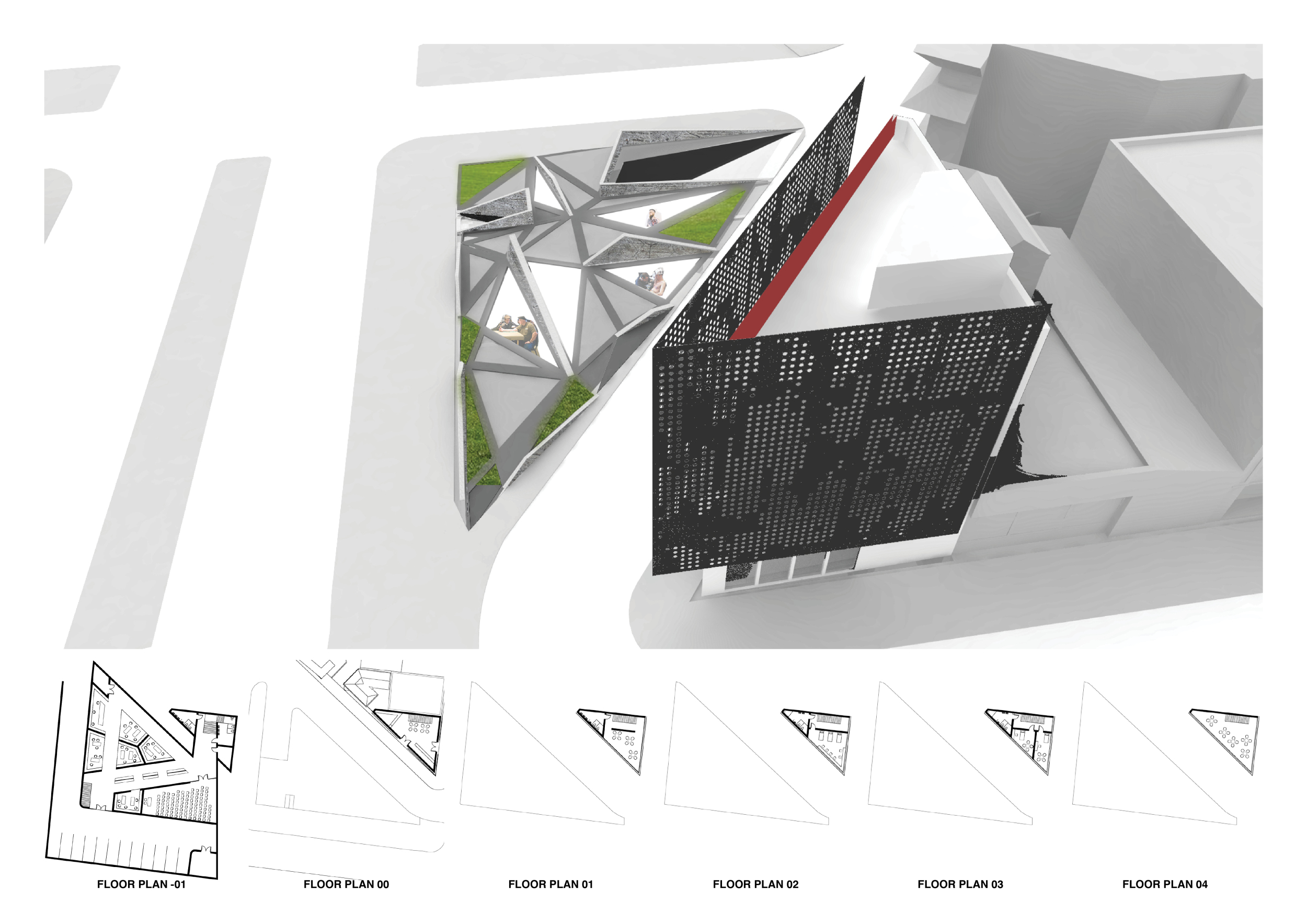 Metal Cladding Map Architecture project // Perforated Metal Cladding and Concrete Layering ...