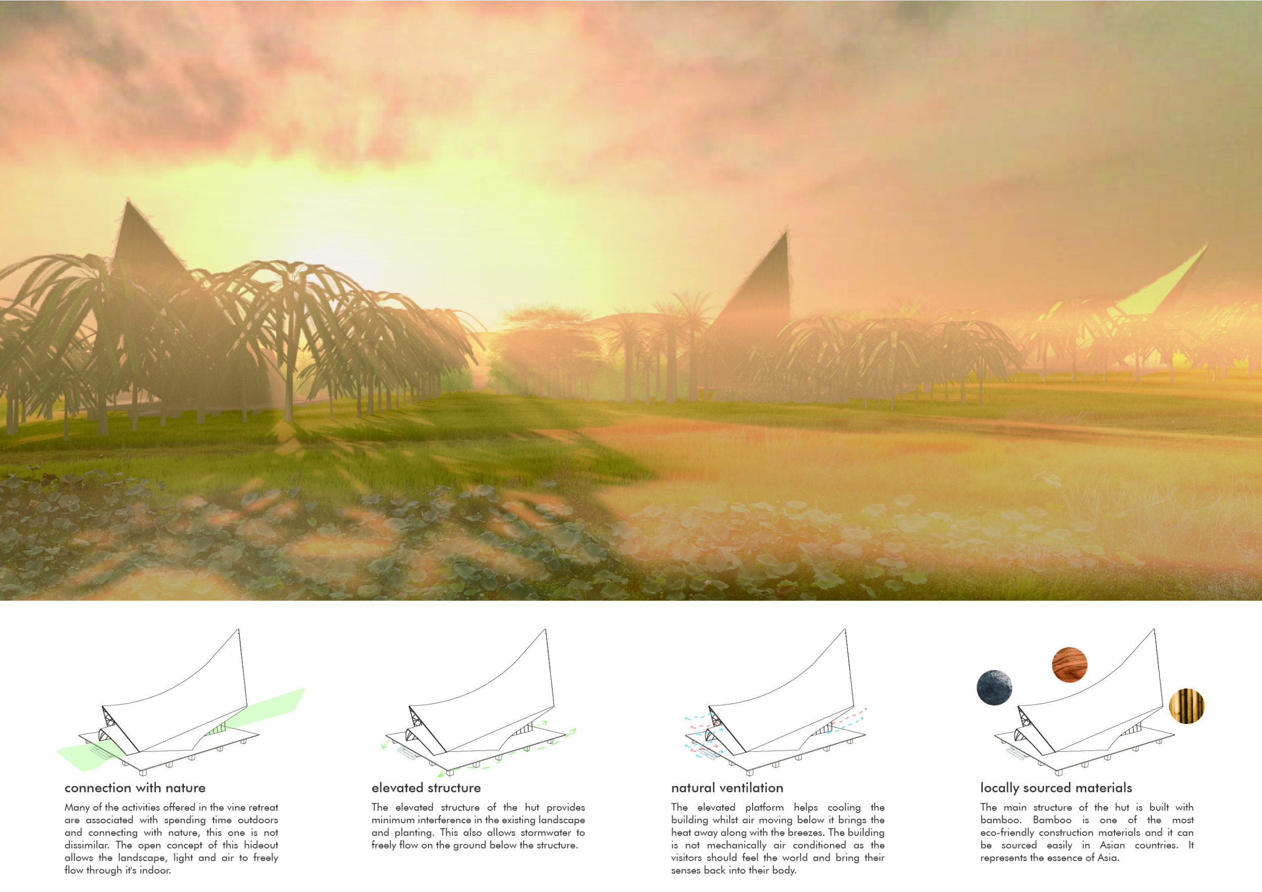 Photo inspiration: Elevated Natural Elements Reference: Architecture Project Elevated Bamboo Hideout Emphasizing Natural Ventilation And Sensory