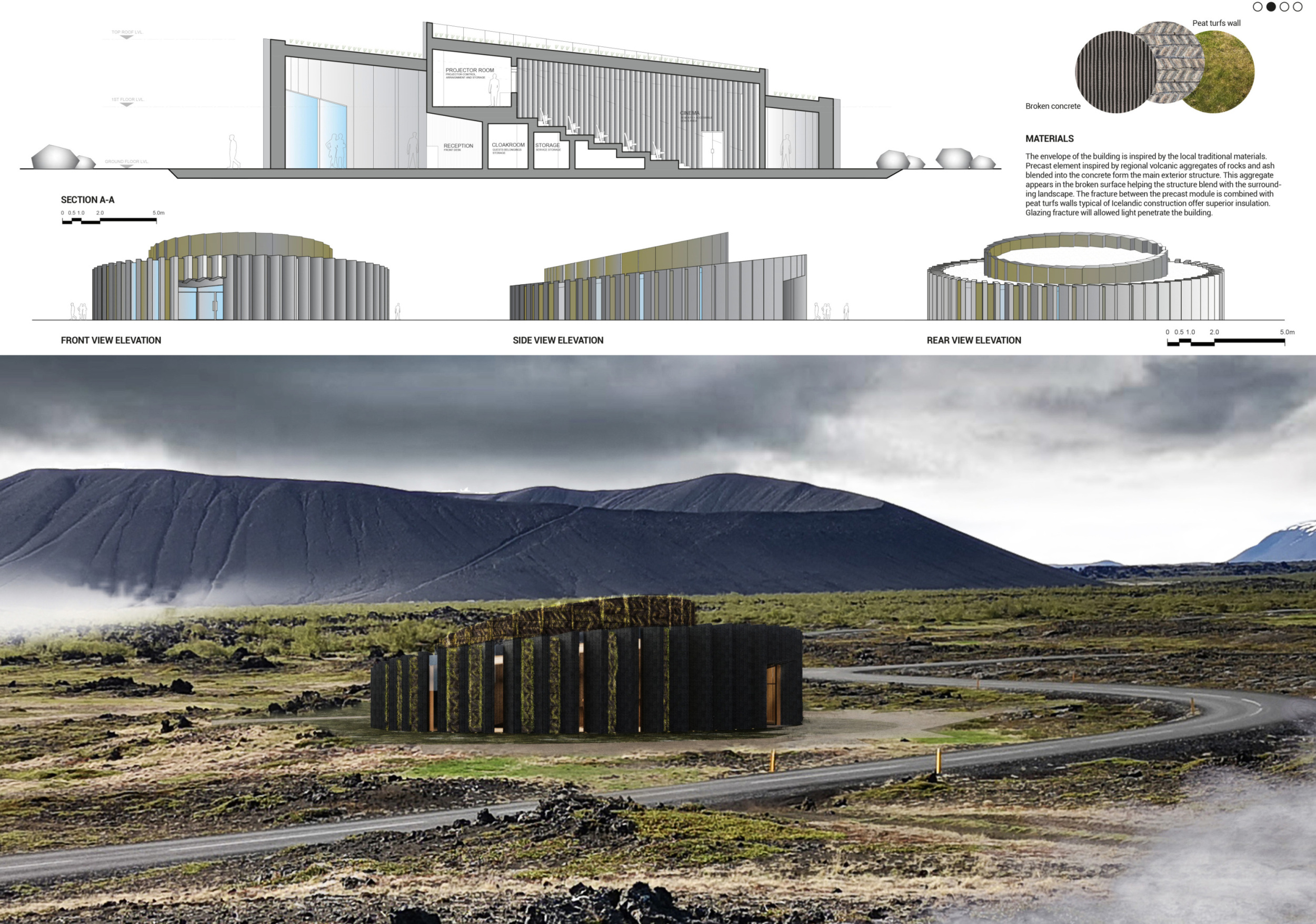 Architecture project // Volcanic Aggregate Pavilion Merging Naturally ...
