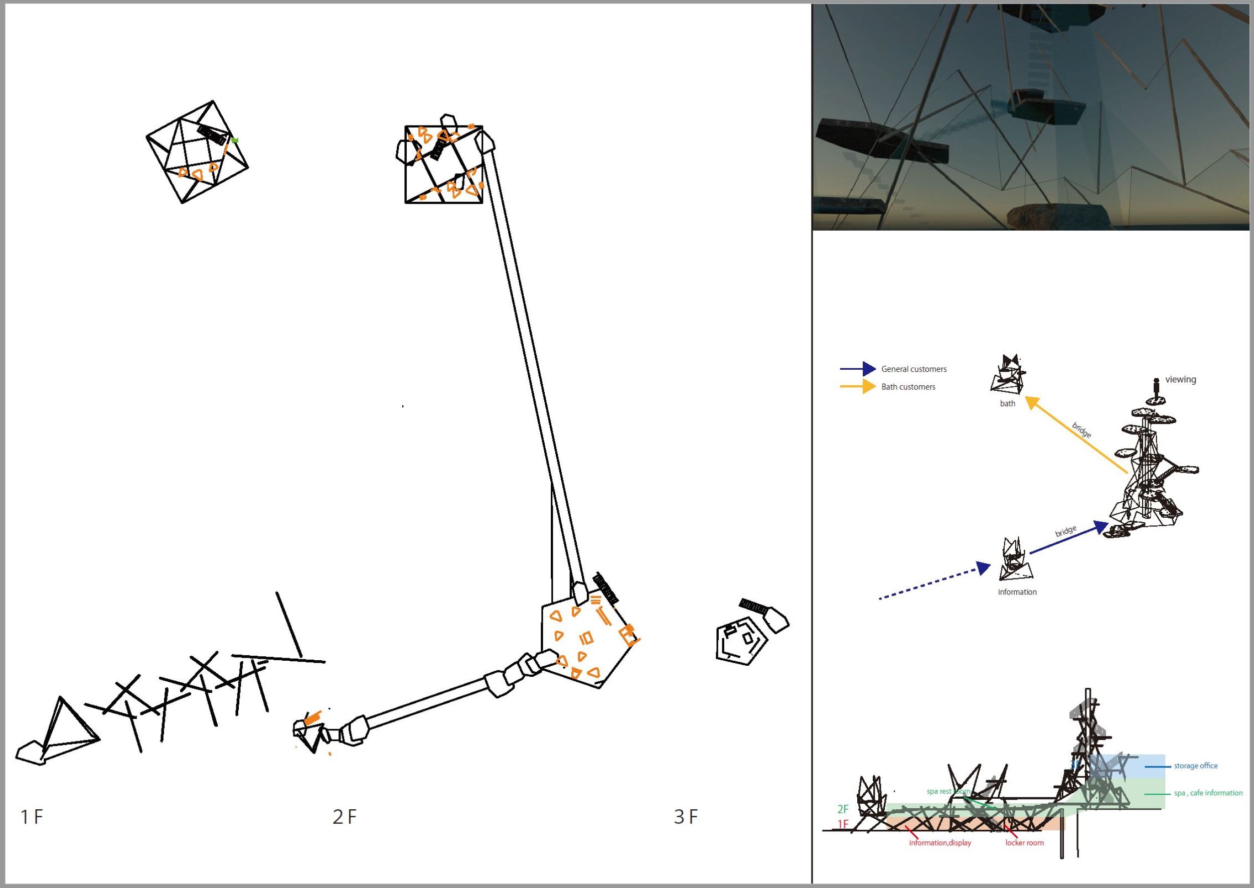 Architecture project // Floating Towers Reflecting Geological Energy