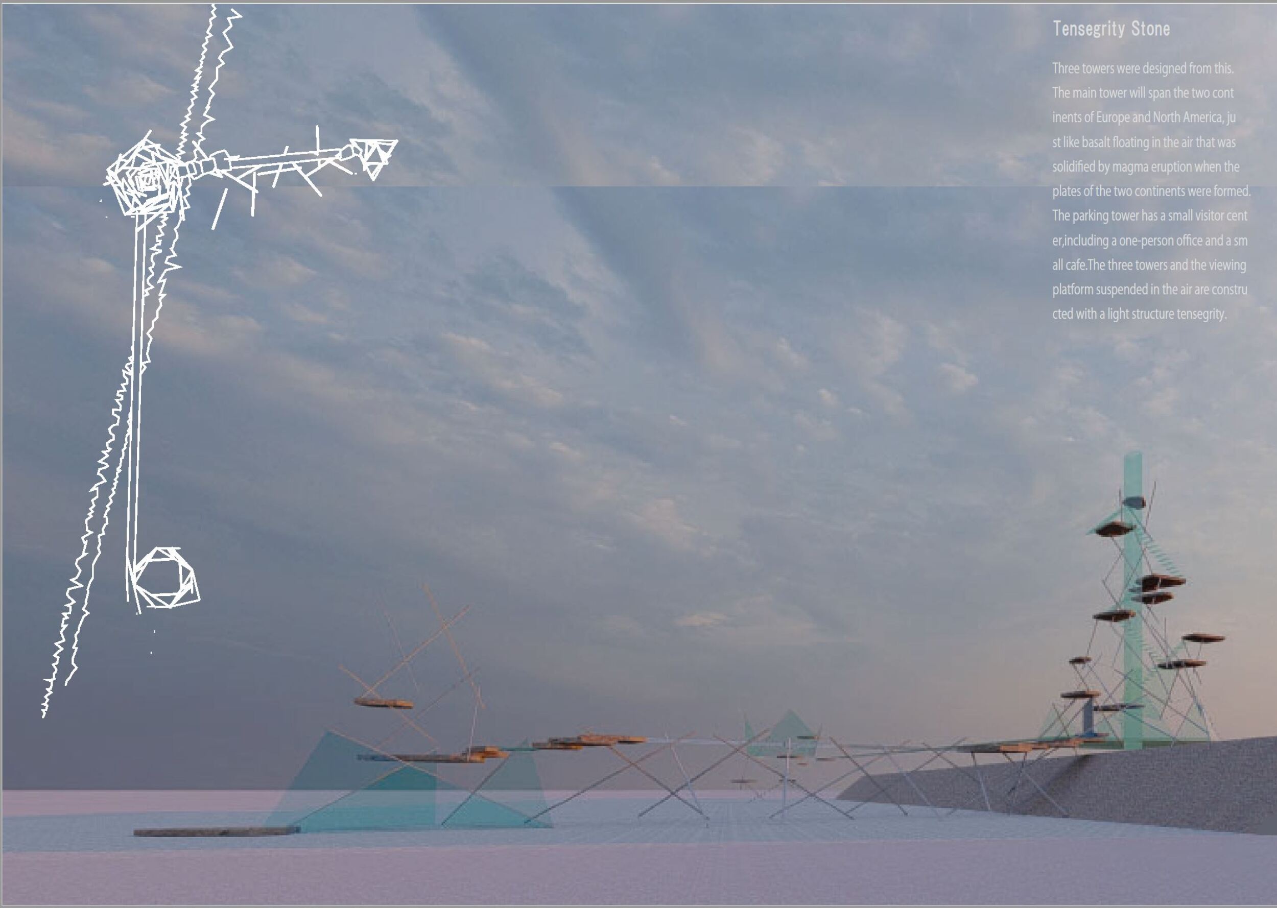 Architecture project // Floating Towers Reflecting Geological Energy