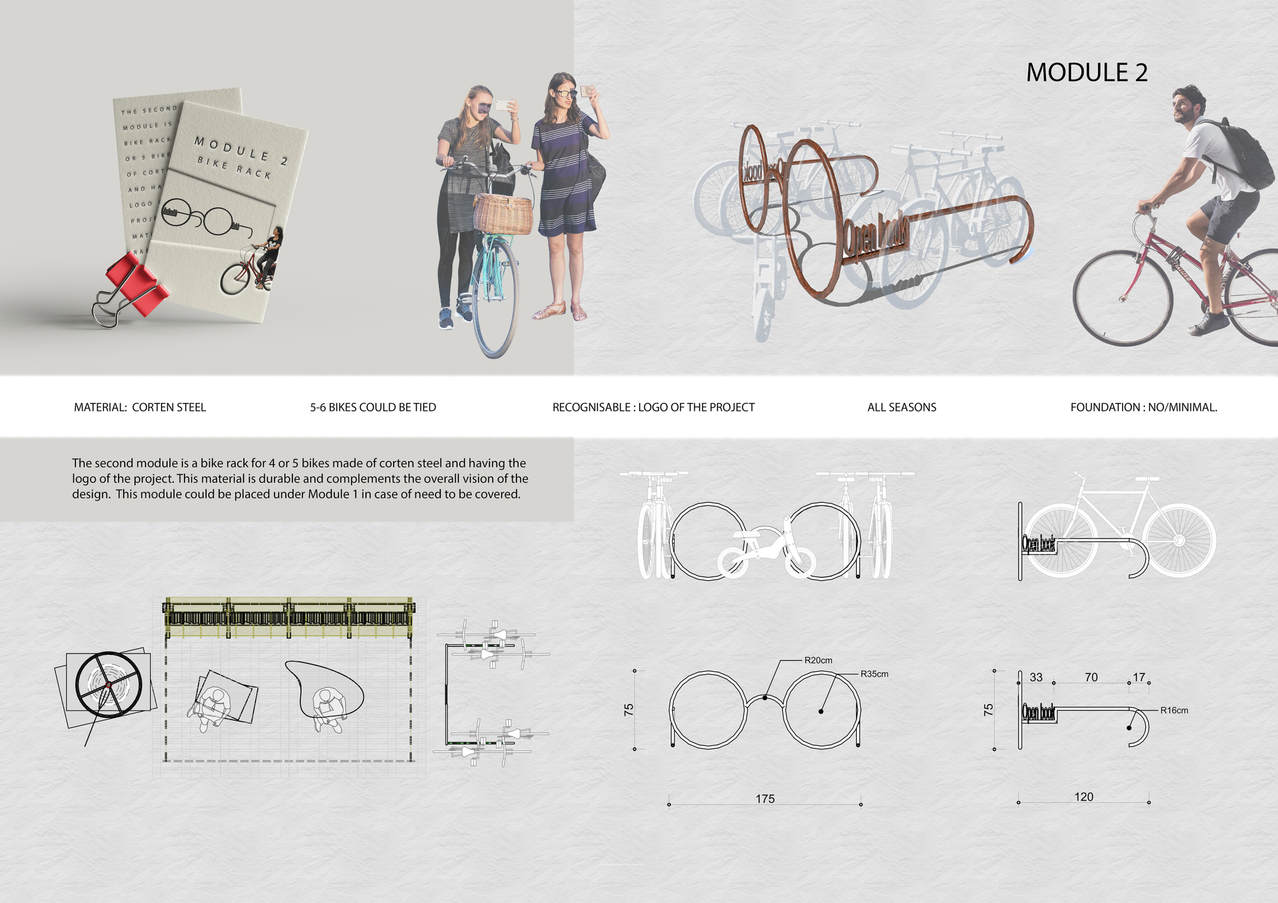 Architecture project // Corten Steel Bike Rack and Plywood Shelters in ...