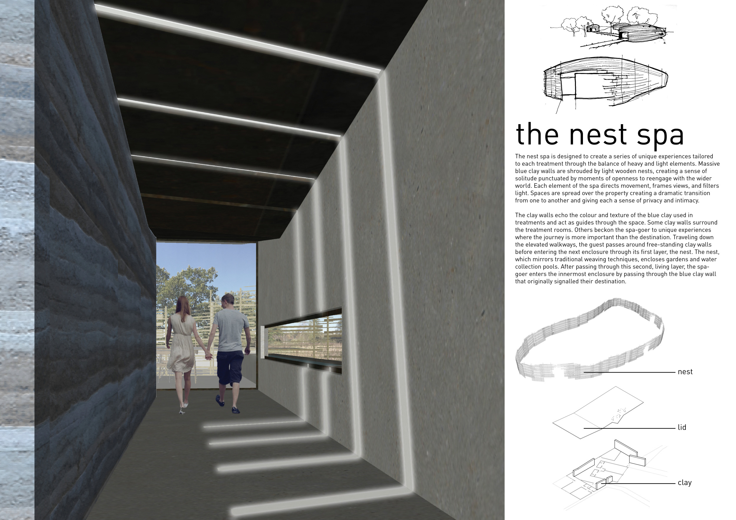 Architecture project // Cerulean Clay Walls and Tranquil Pathways in a ...