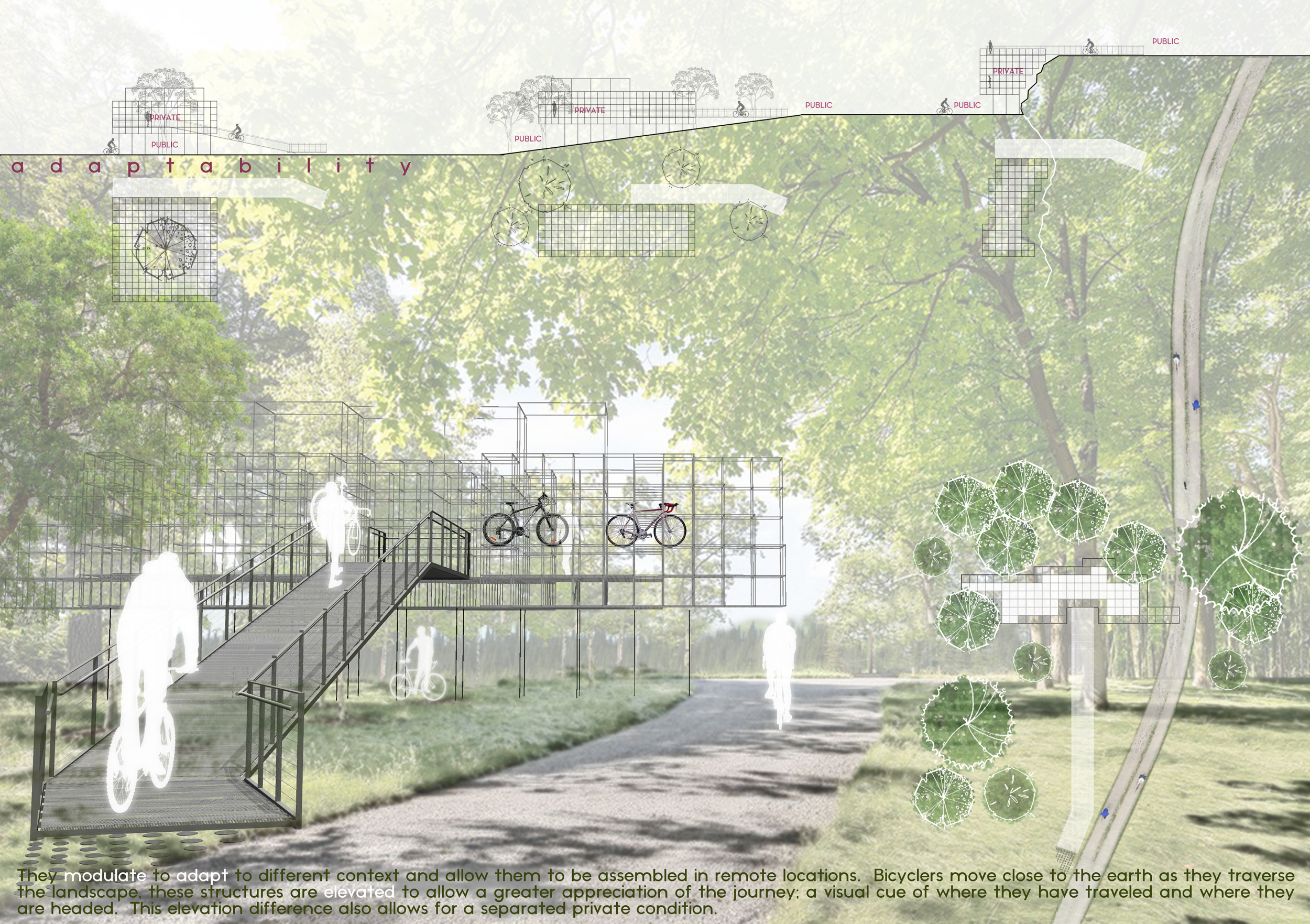 Architecture project // Bicycle Racks Elevated in Recycled Steel Cabins ...