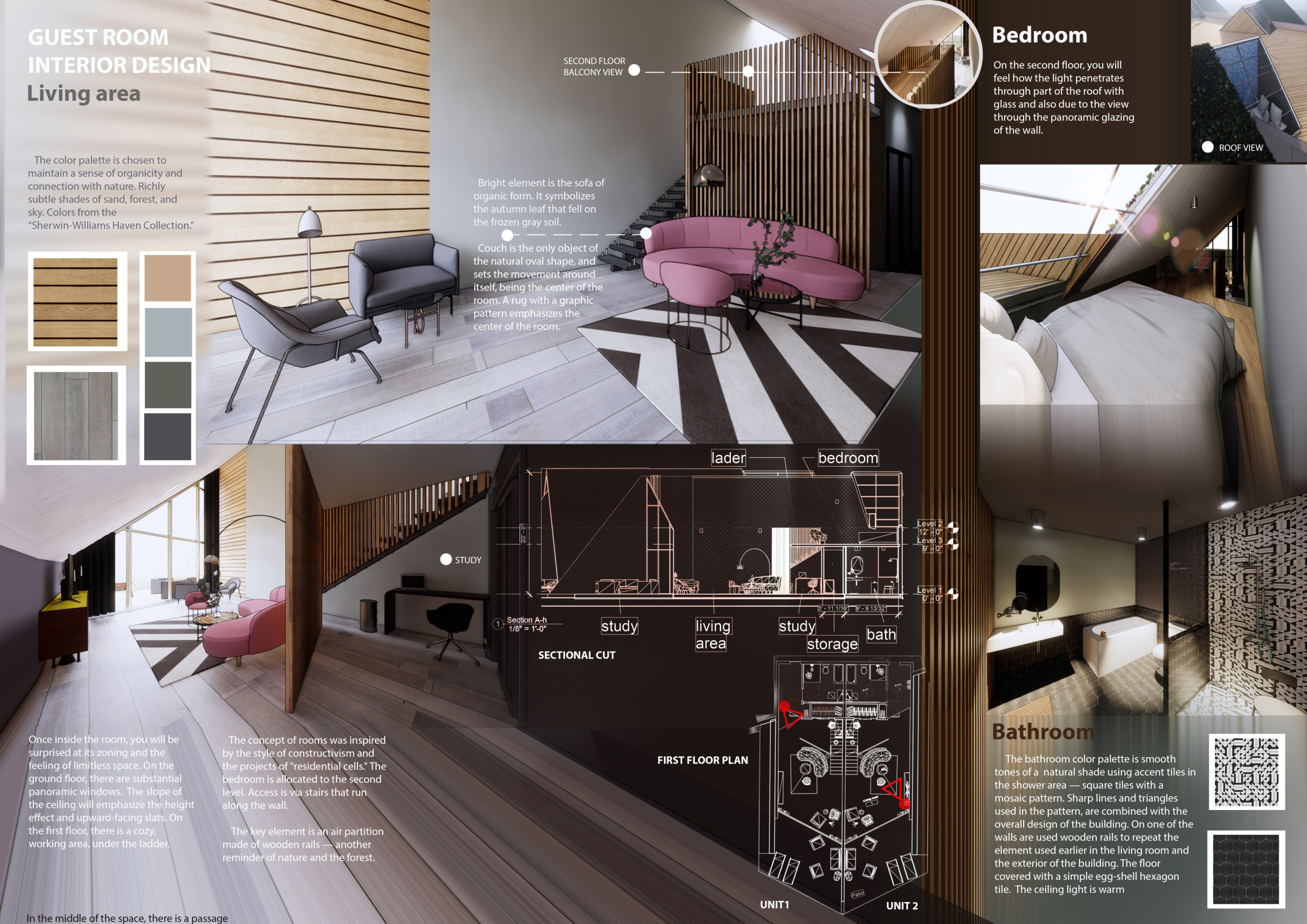 Architecture project // Panoramic Glazing and Sloping Walls in a Serene ...