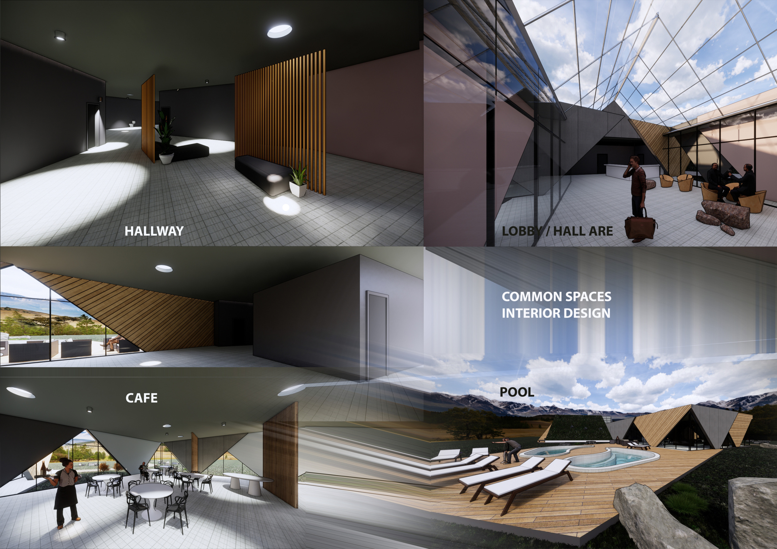 Architecture project // Panoramic Glazing and Sloping Walls in a Serene ...