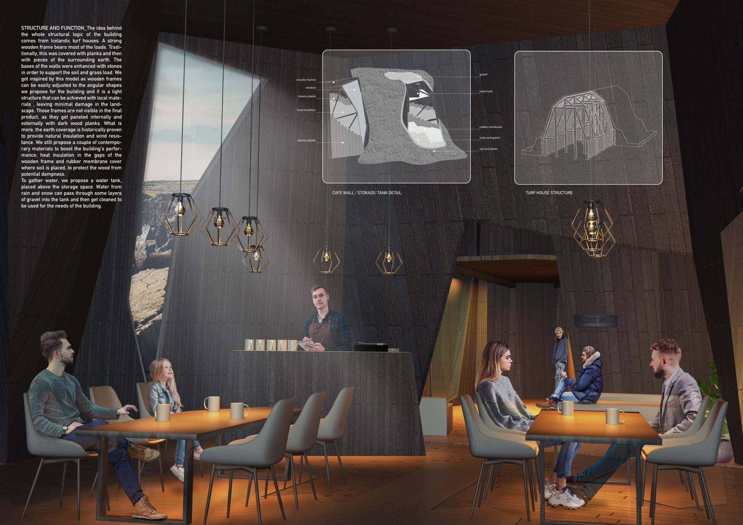 Architecture project // Pinnacle Tower with Soil Coverage over Dark ...