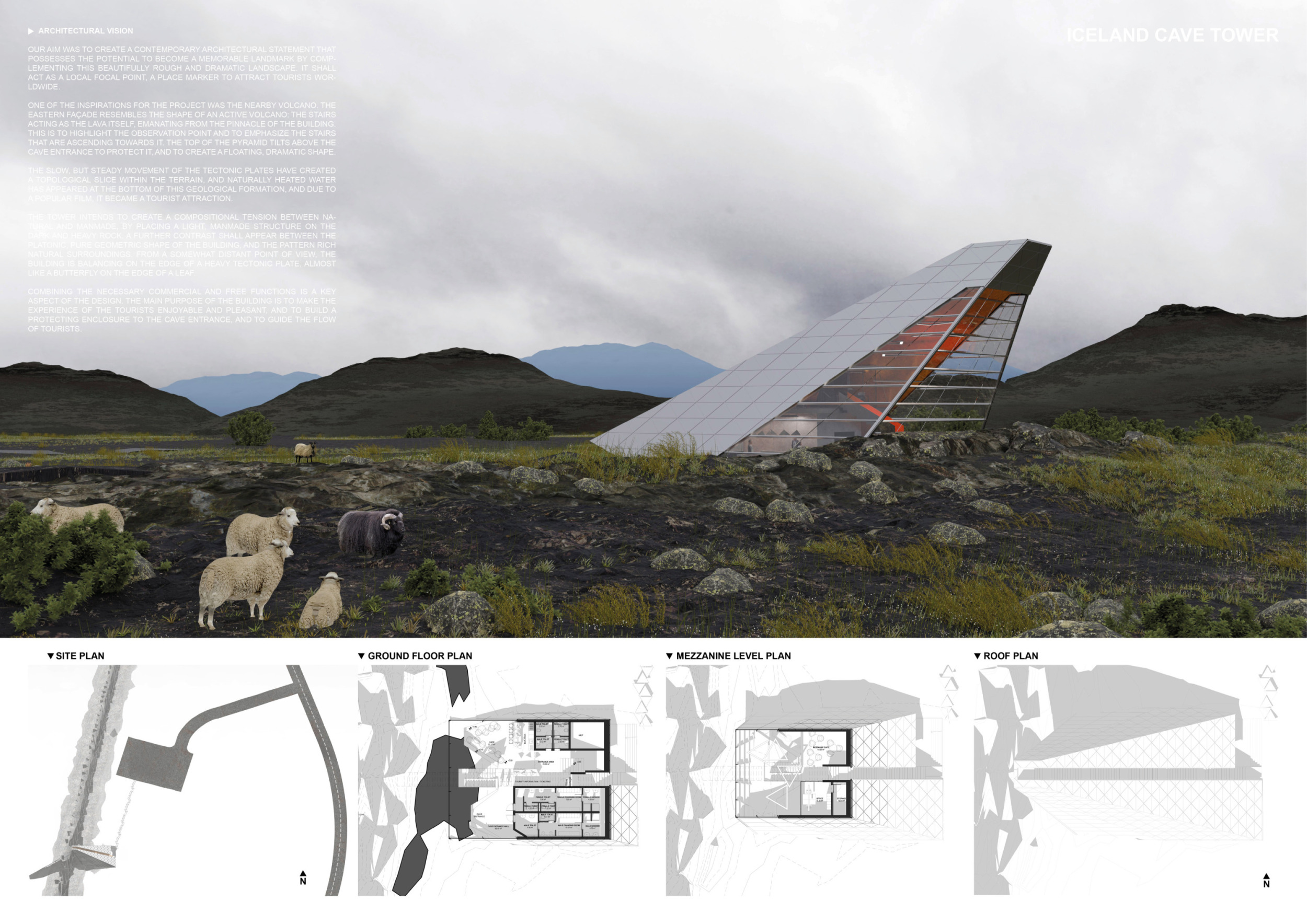 Volcano Proof Design Architecture project // Volcanic Stone Shelter with Glass Panels ...