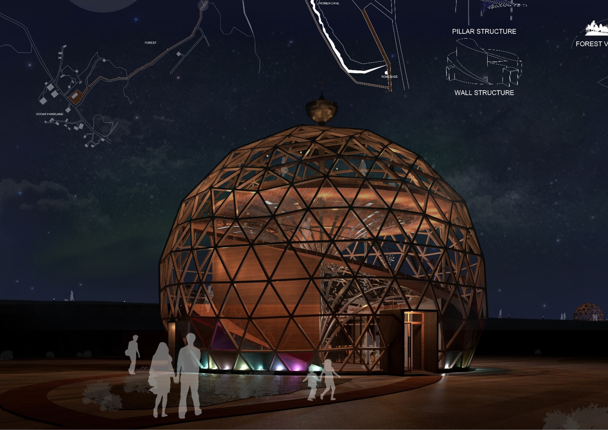 Architecture project // Glass Dome and Wooden Structure Elevate ...