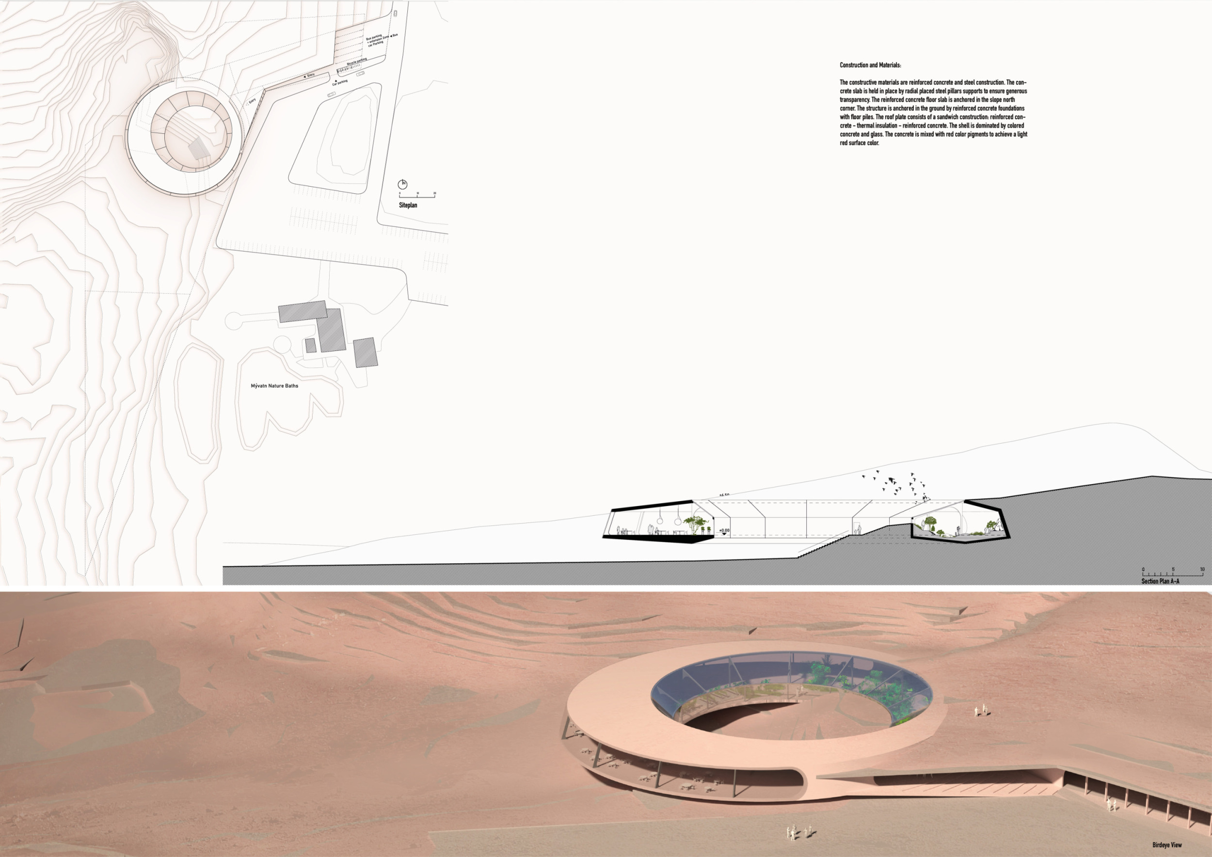 Architecture project // Ring-Shaped Structure with Colored Concrete Set ...