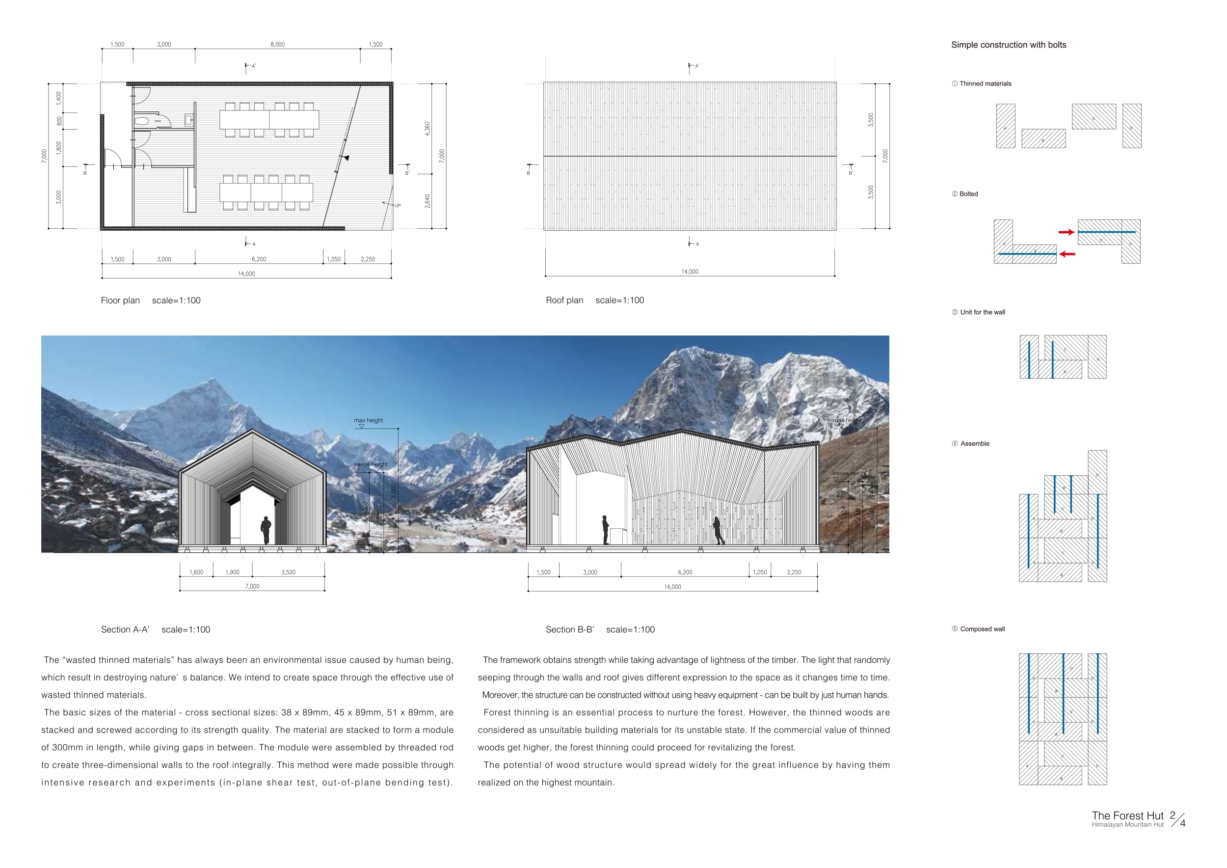 Overlapping Canopy Roopfs Architecture project // Thinned Wood Construction with Overlapping ...