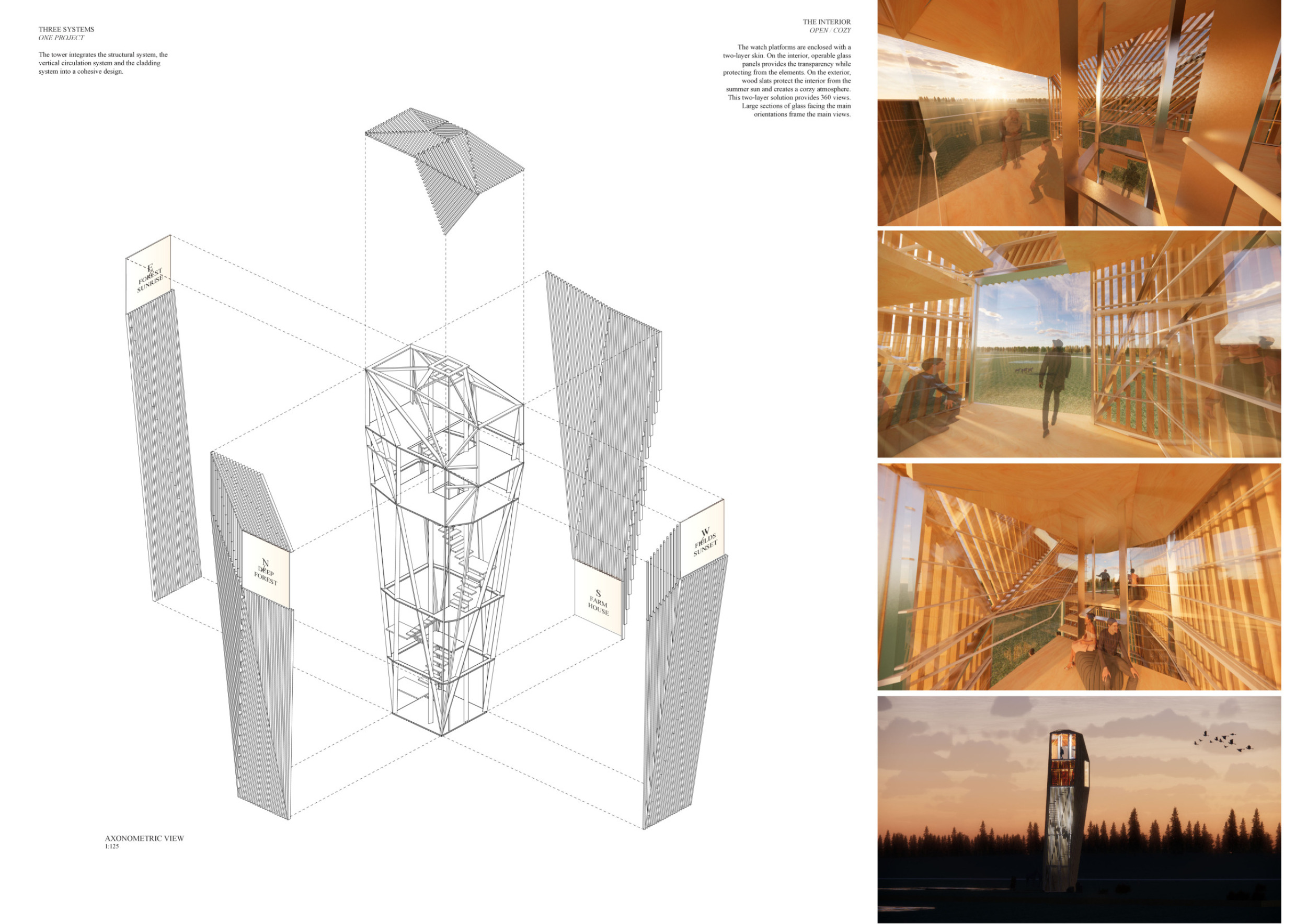 Architecture project // Faceted Watchtower of Steel and Timber Offering ...