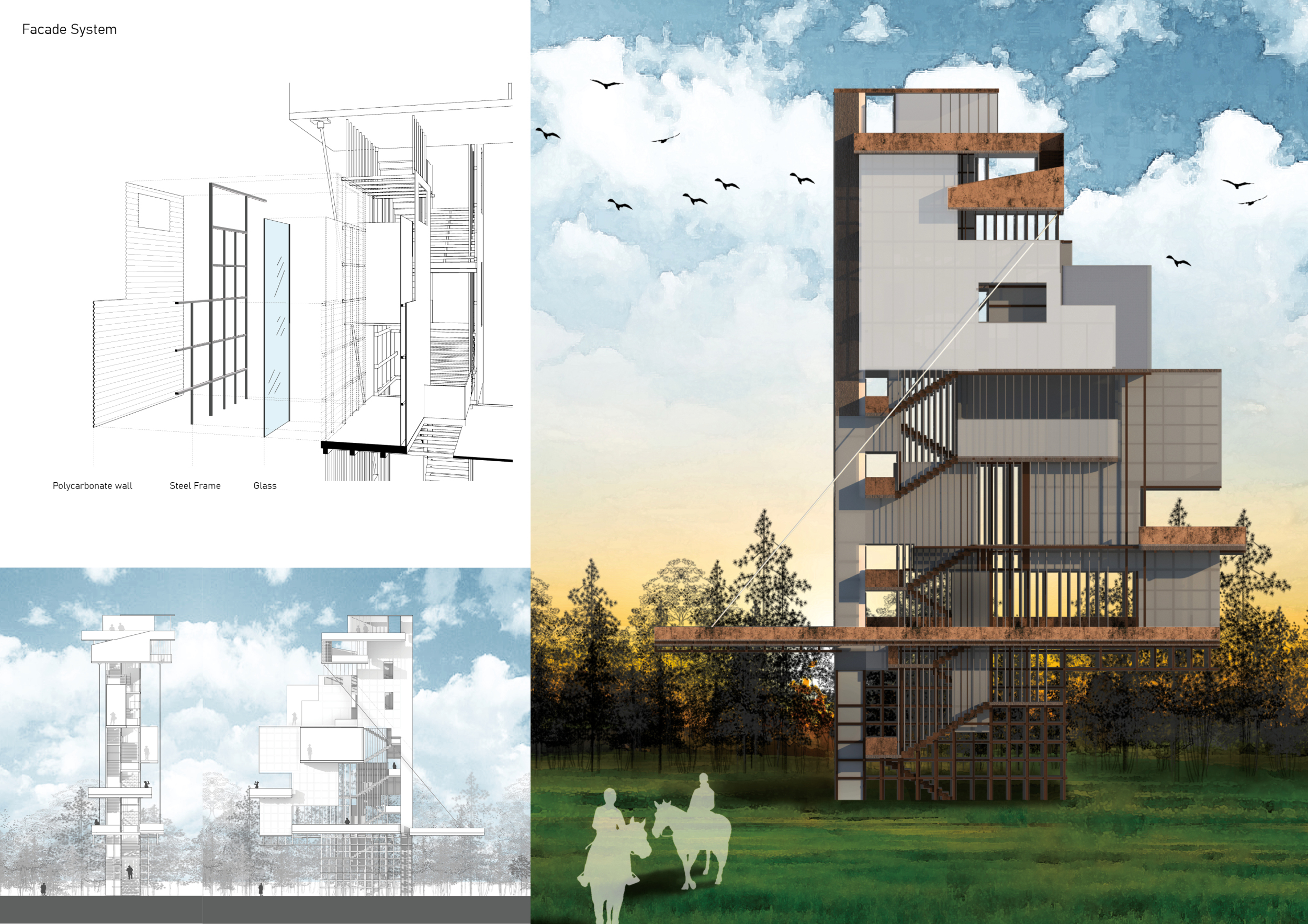 Architecture project // Light Metal Observatory Tower with Transparent ...