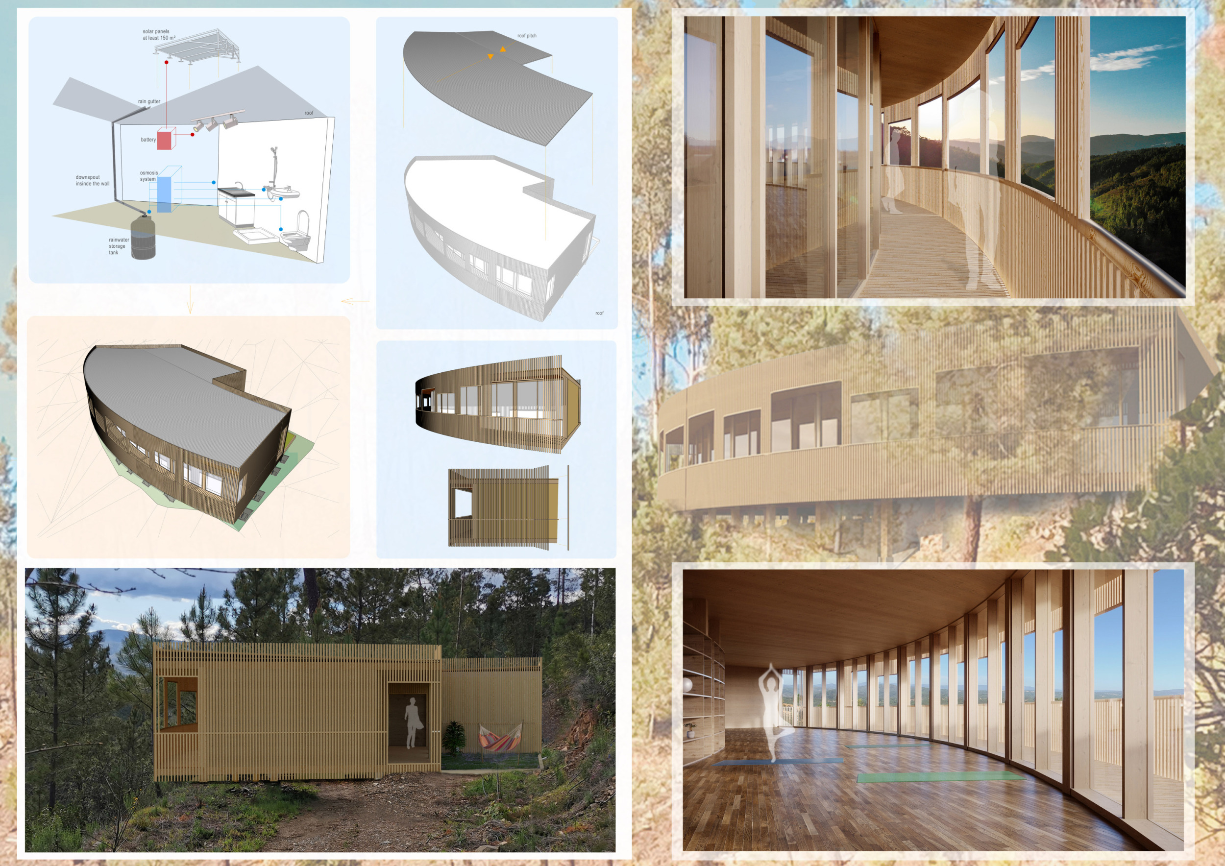 Architecture project // Forest Path Retreat with Solar Energy Solutions ...