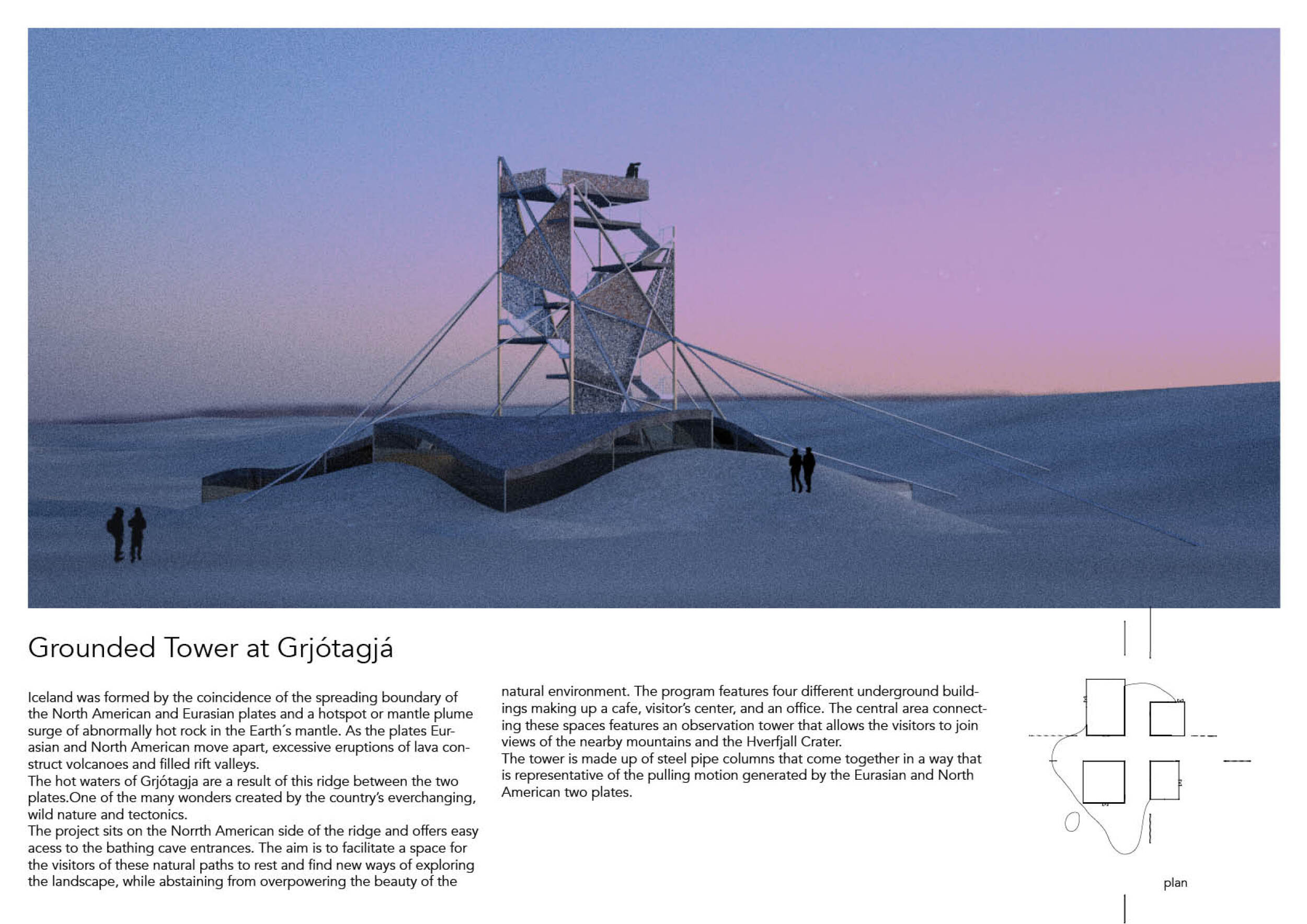 Atectonic Architecture project // Steel Columns and Geological Engagement in a ...