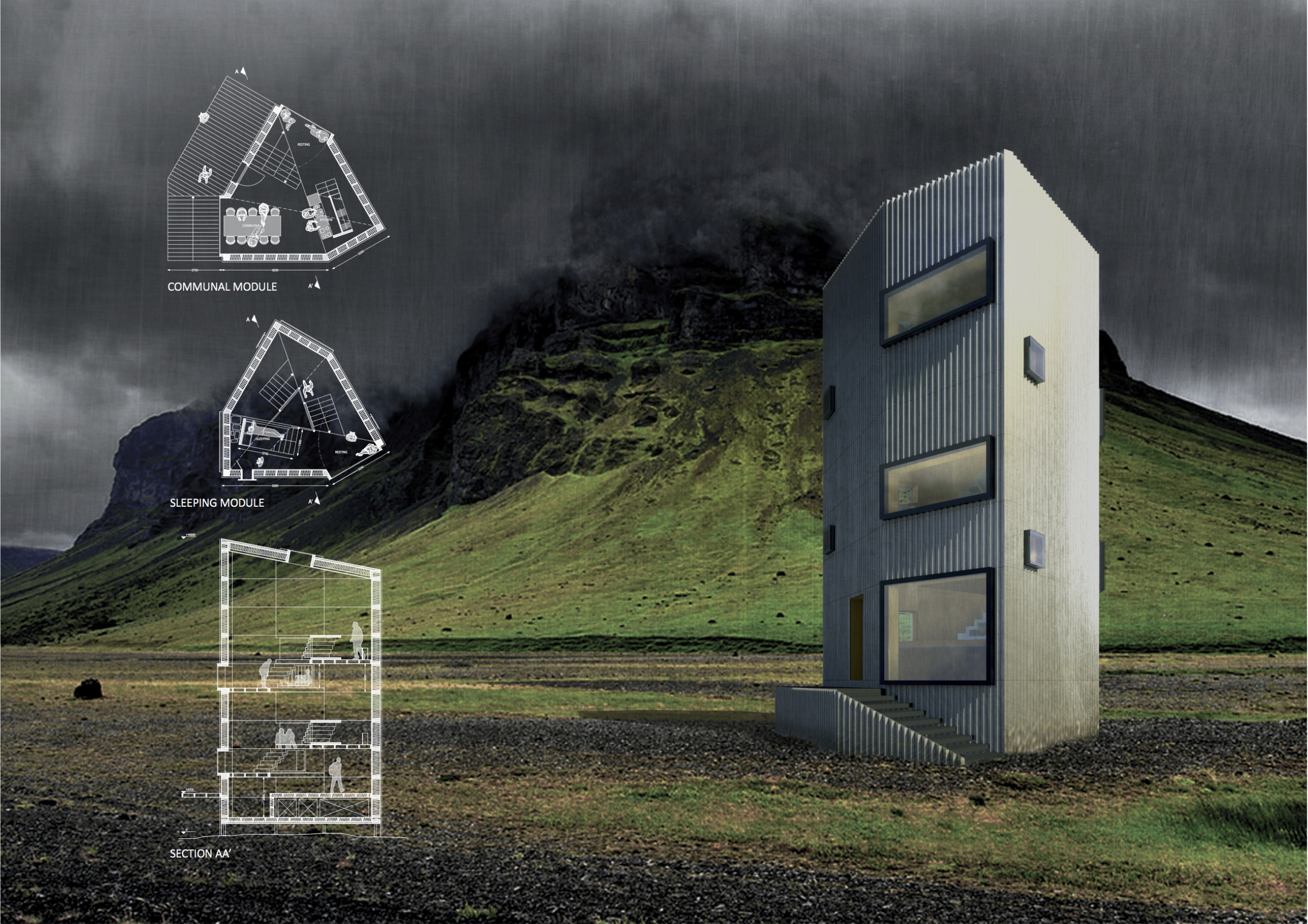 Architecture project // Weathered Steel and Angular Form Creating ...