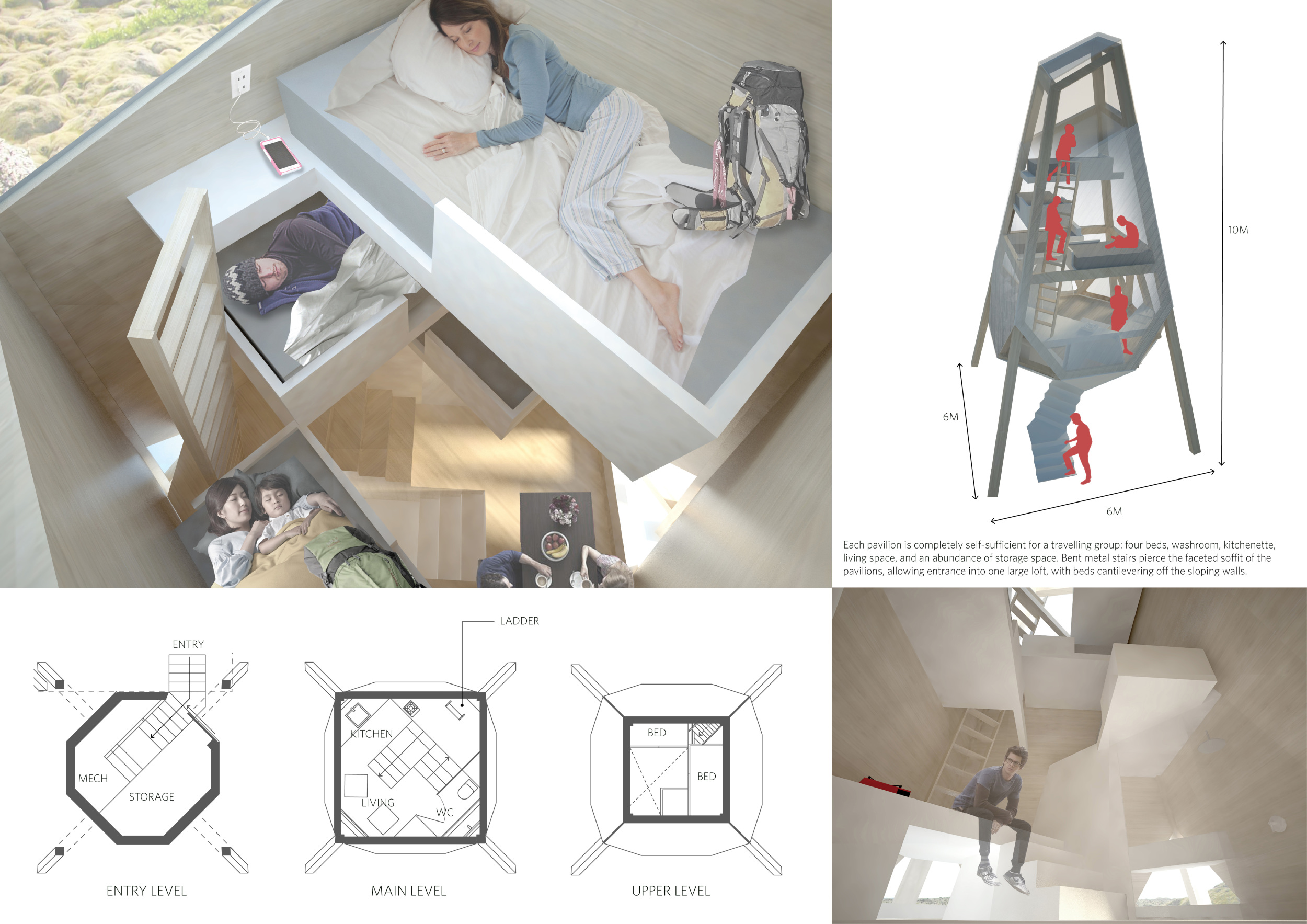 Architecture project // Elevated Pyramidal Shelter Crafted from Larch ...