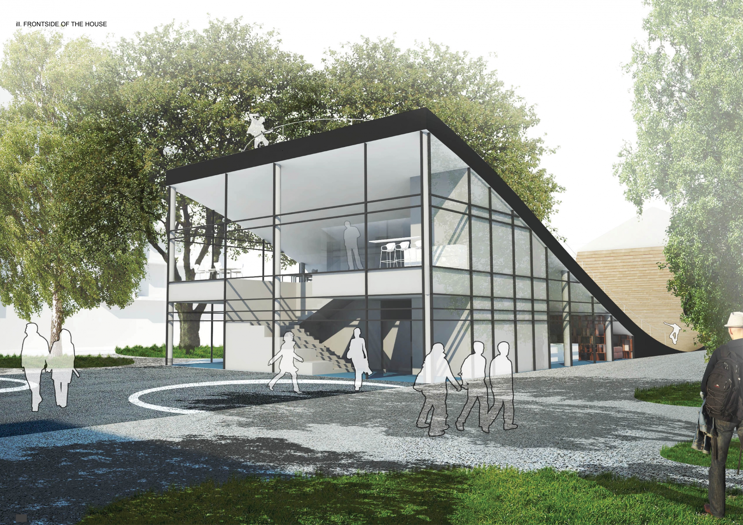Architecture project // Sculptural Sloping Roof Integrating Glass ...