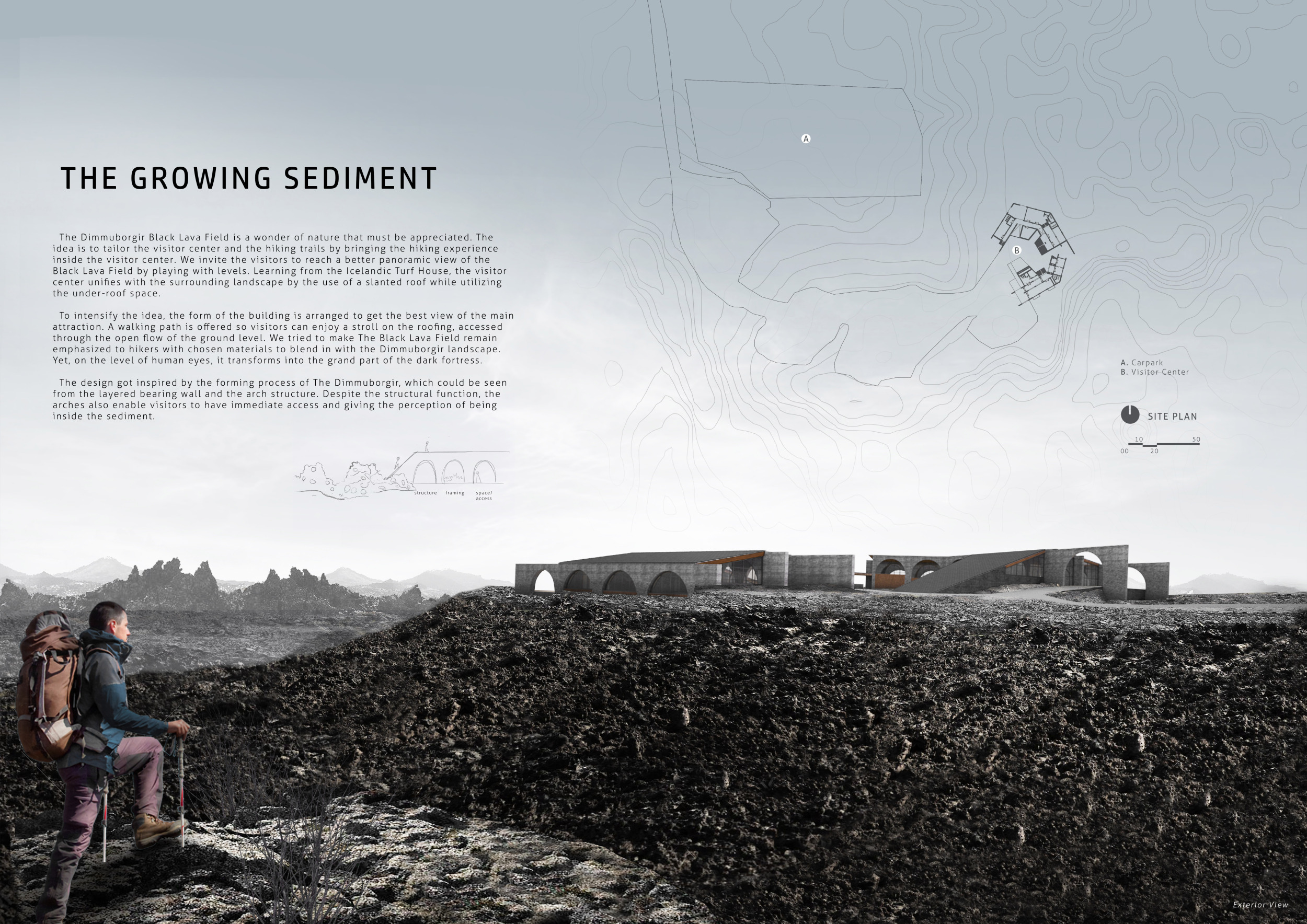 Architecture project // Rooftop Walks Amid Lava Rock Formations with ...