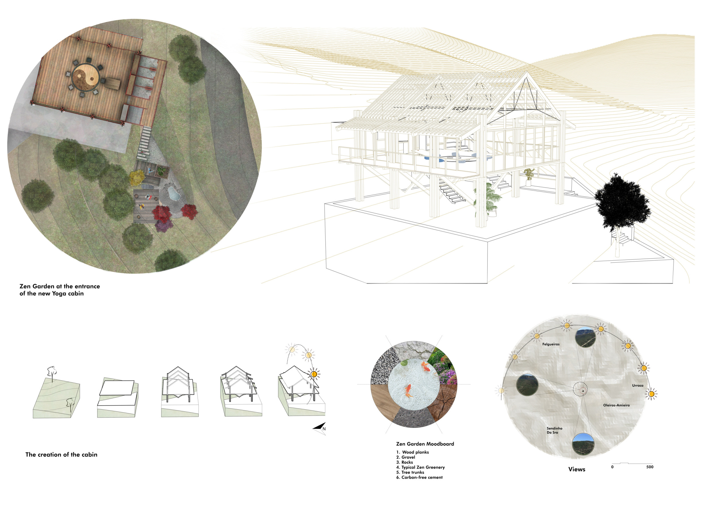 Architecture project // Recycled Wood Sanctuary with Zen Garden Integration