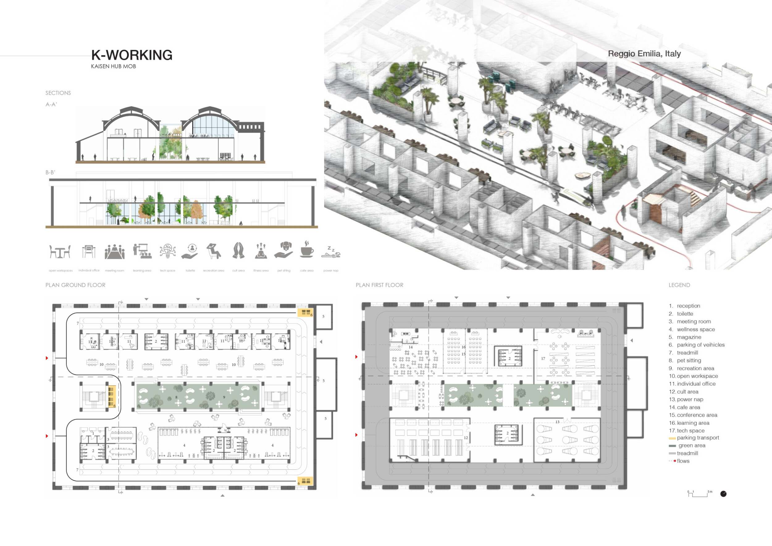 Architecture project // Central Hub Built with Exposed Concrete and ...
