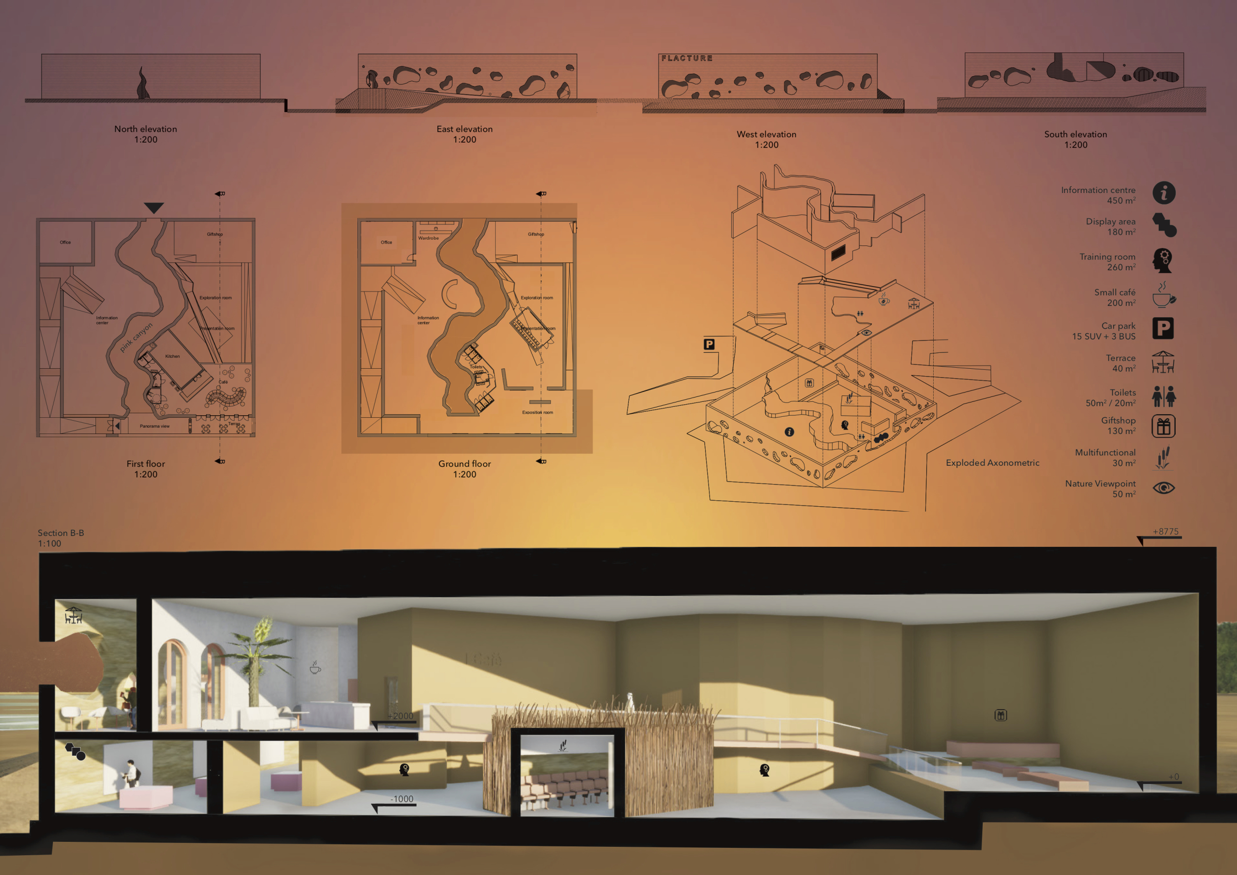 Architecture project // Rammed Earth and Pink Canyon Visitor Center ...