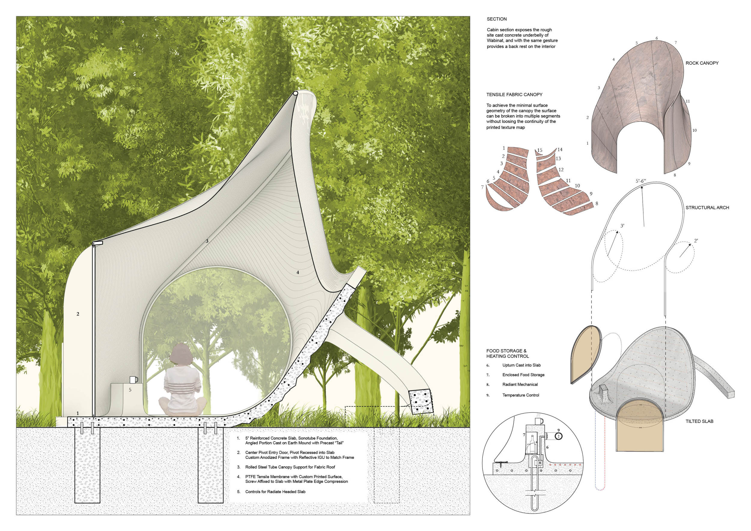 Architecture project // Concrete Undercroft with Tensile Fabric Canopy ...