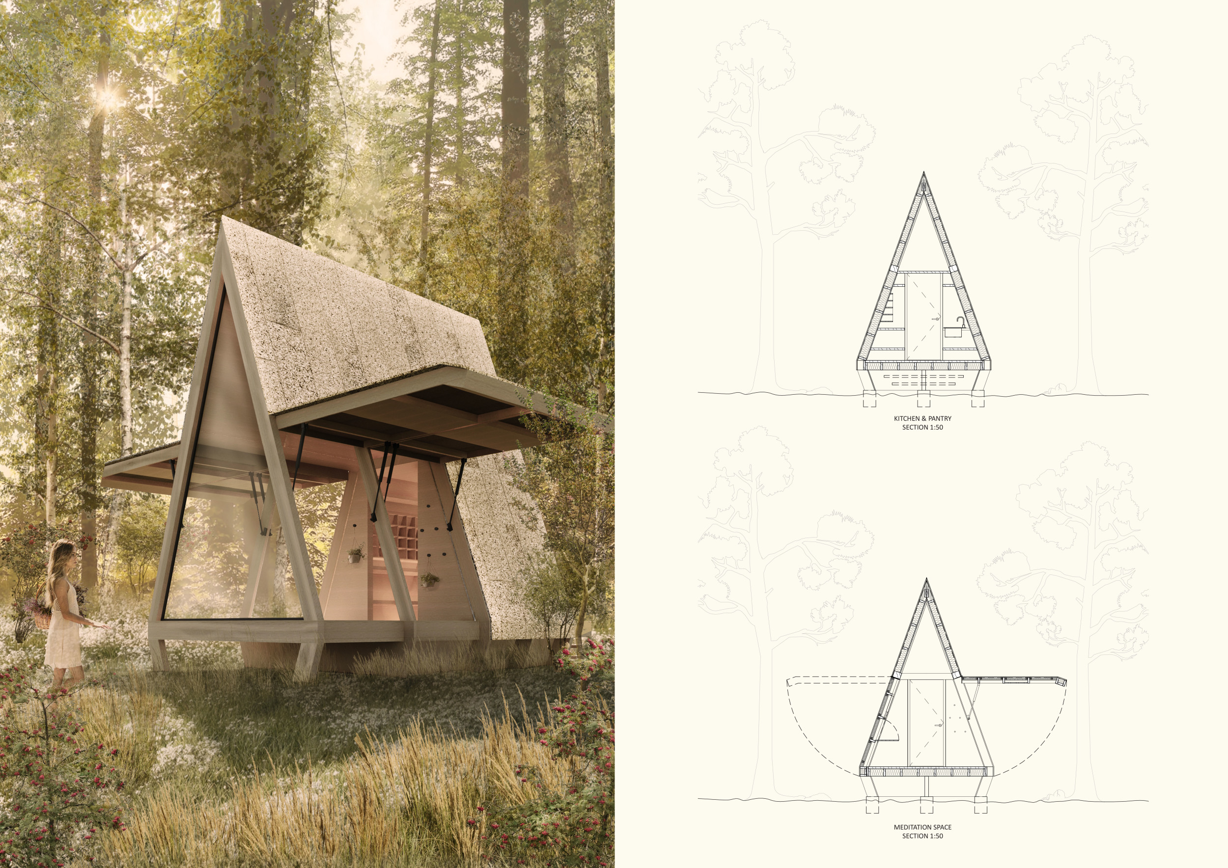Architecture project // Cork Cladding and a-Frame Design in a Forest ...